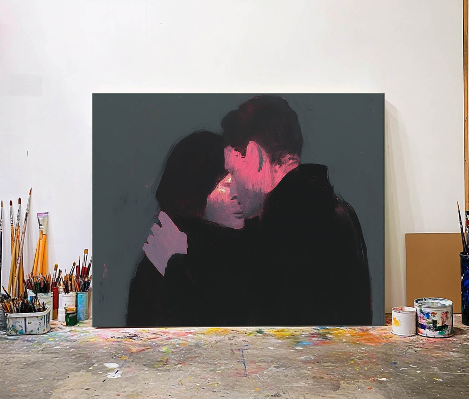 Large Man And Woman Wall Art High Quality Warm Color Abstract Figure Oil Paintin Original Artwork Home Decor