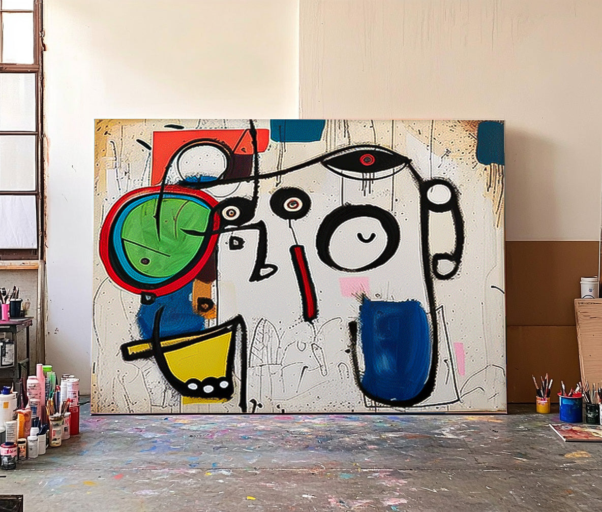 Original Minimalist Cute Graffiti Abstract Artwork Large Color Wall Art Abstract Oil Painting Home Decor