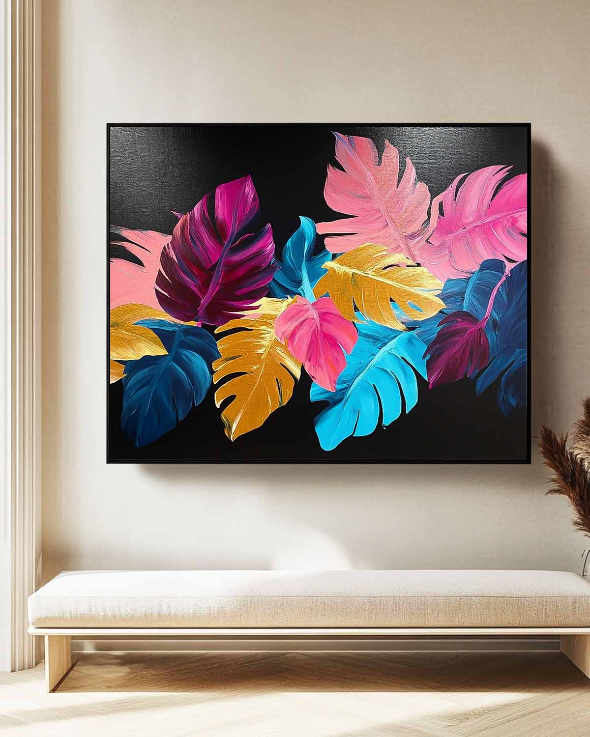 Colored Leaves Texture Artwork Original Abstract Leaves Oil Painting On Canvas Home Decor Artwork