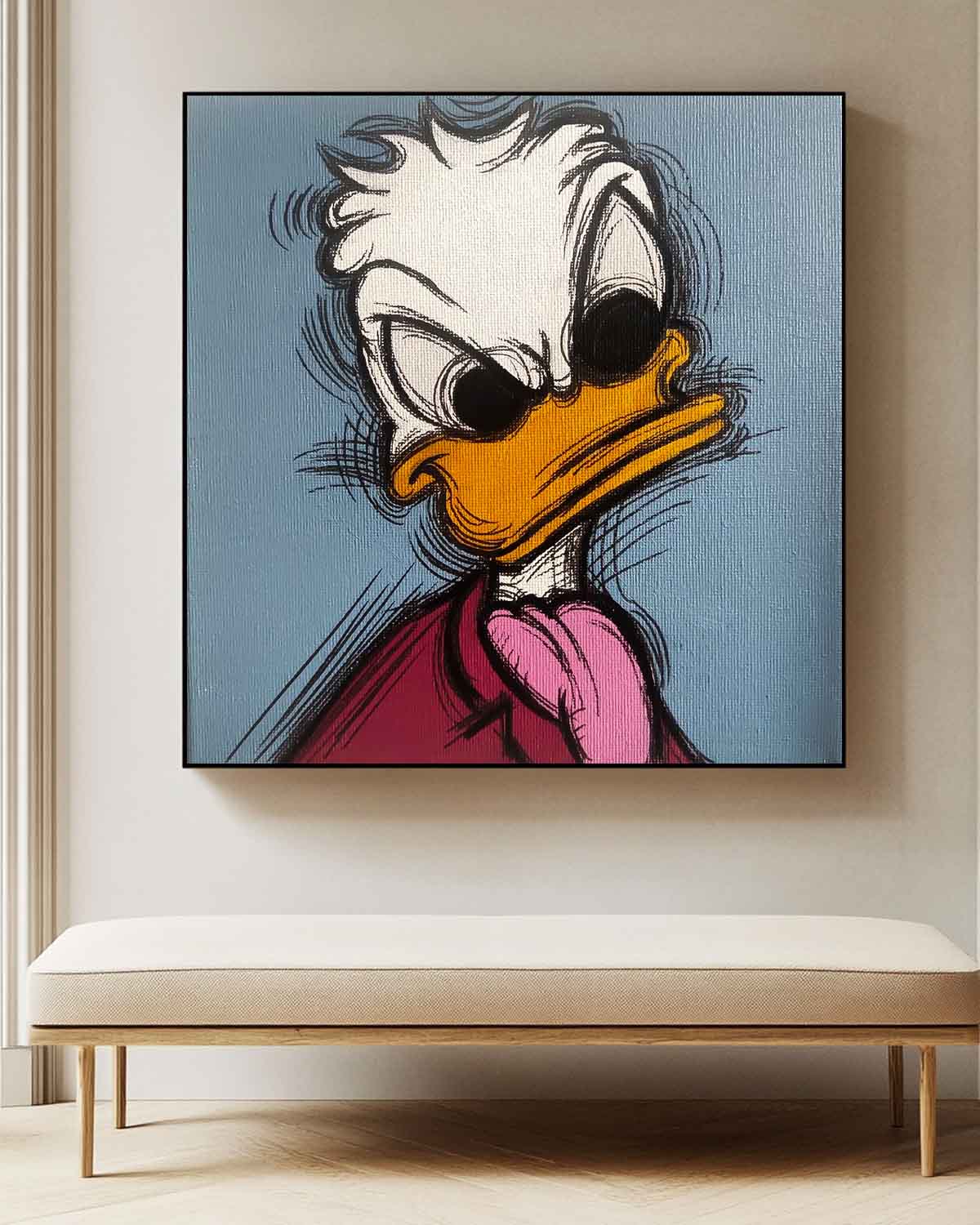 Square Donald Duck Abstract Wall Art Original Graffiti Disney Characters Painting Canvas Large Artwork