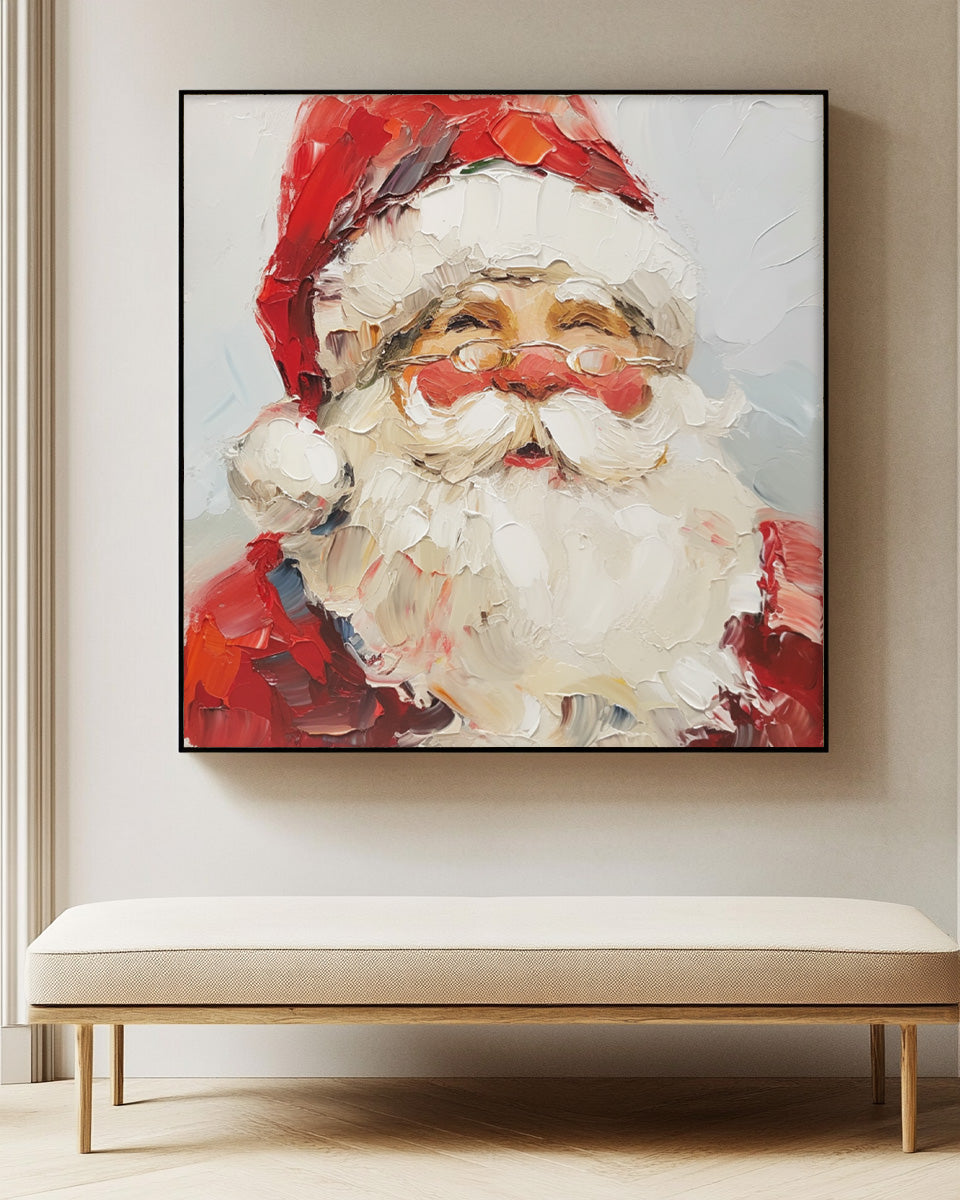 Vintage Santa Claus Painting Christmas Wall Art Rustic Classic Santa Xmas Holiday Decor Winter Santa