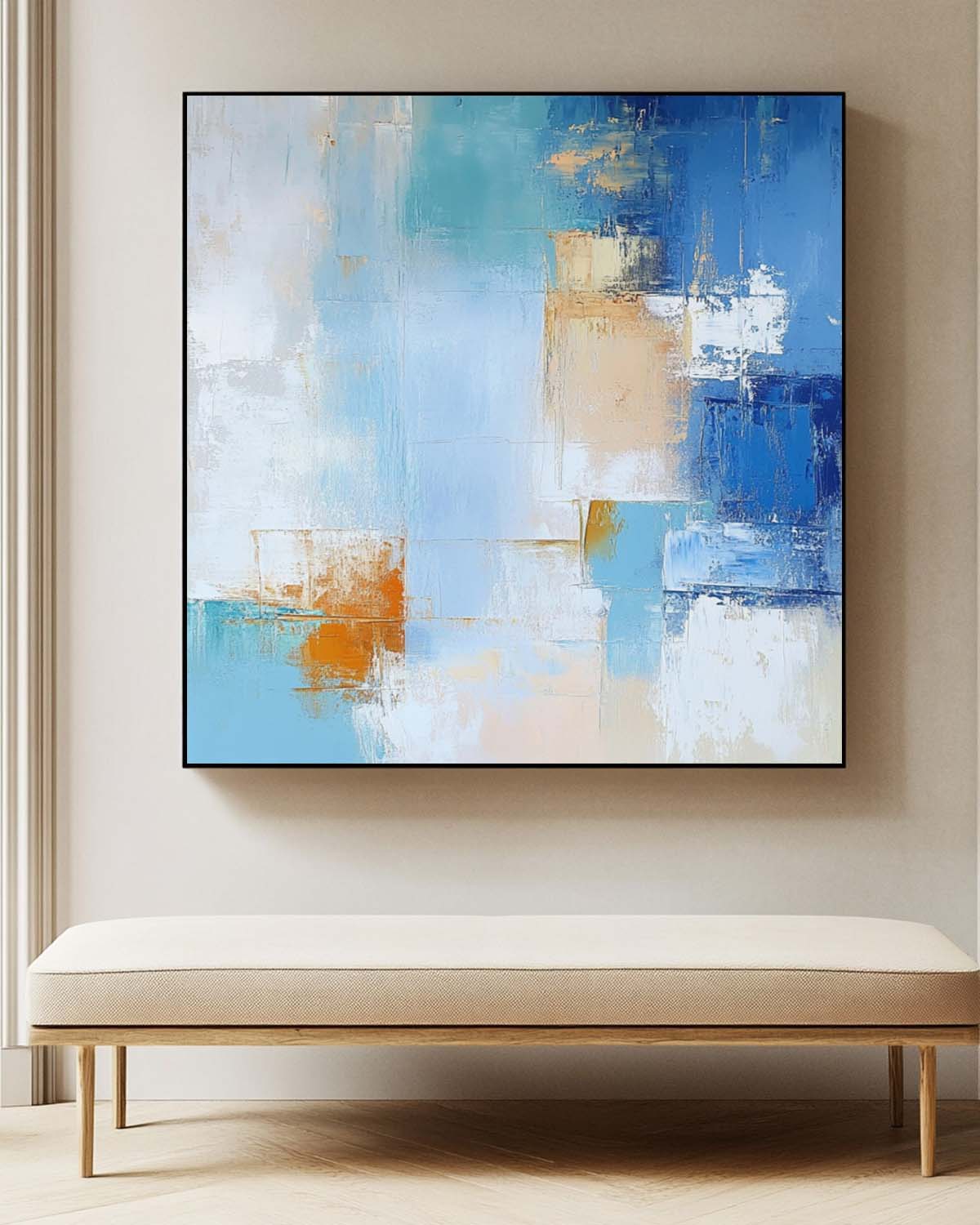Contemporary Abstract Oil Painting Canvas Color Large Square Texture Abstract Wall Art Framed Home Decorations
