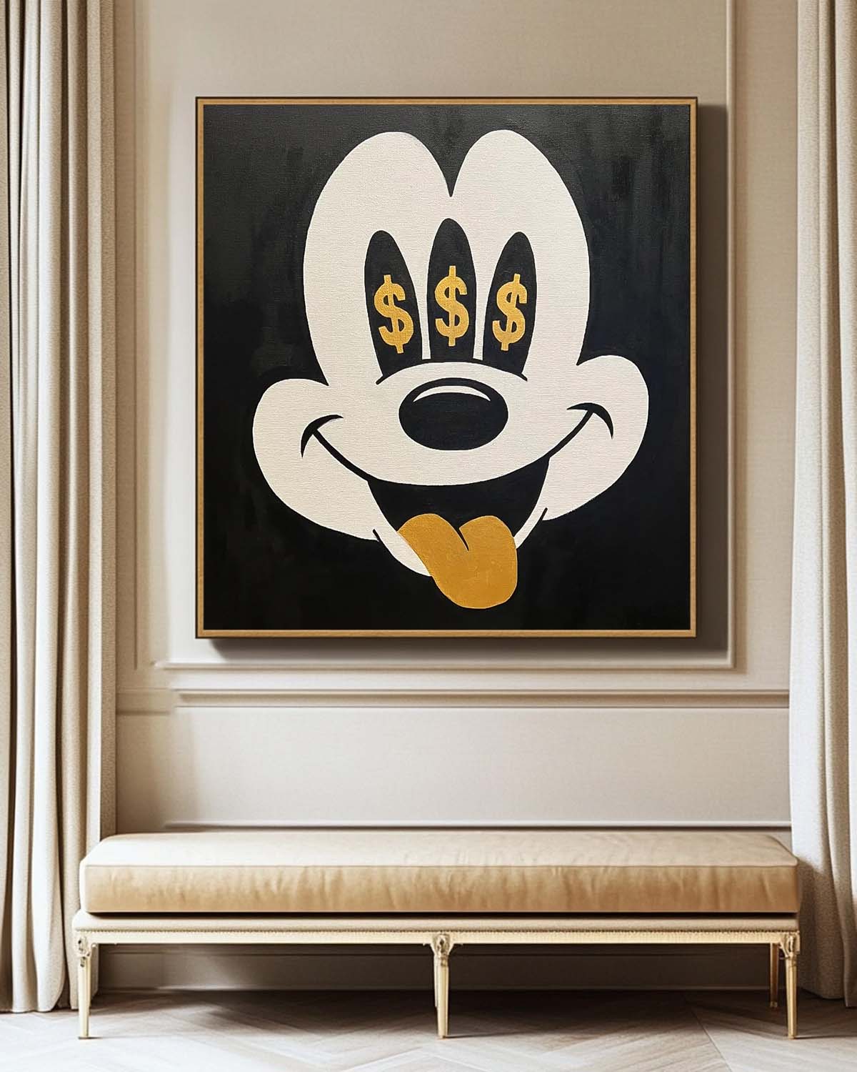 Square Mickey Mouse Abstract Wall Art Original Graffiti Disney Characters Painting Canvas Large Artwork