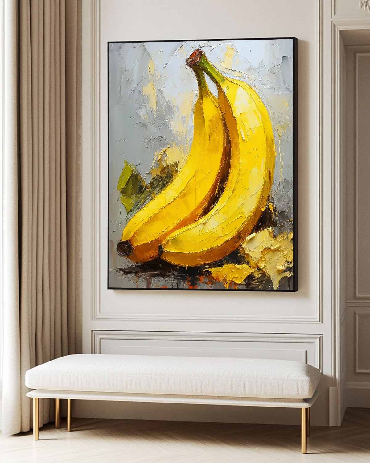 Color Fruit Acrylic Painting Abstract Still Life Painting On Canvas Large Banana Original Artwork Gift