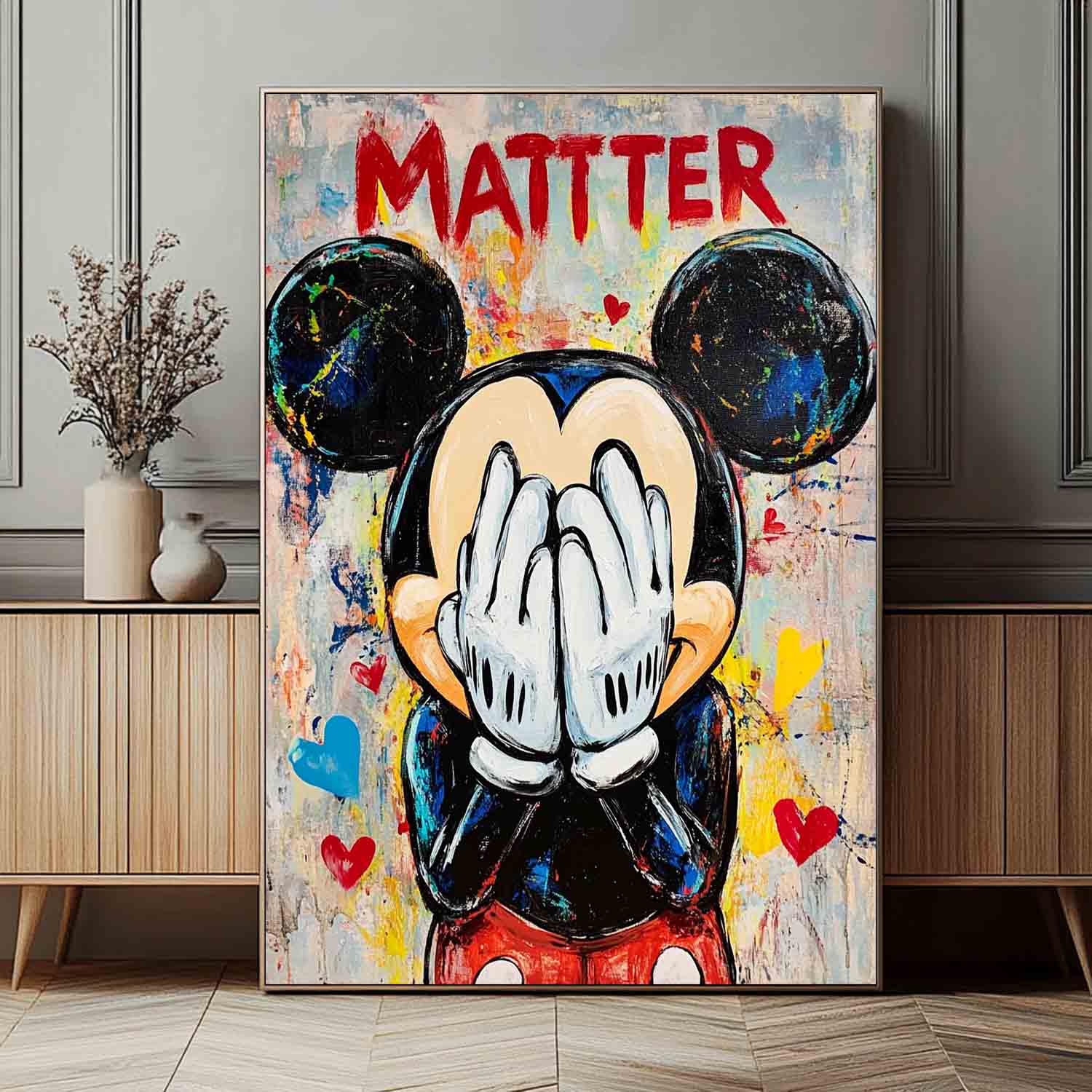 Original Mickey Wall Art Colorful Cute Cartoon Characters Abstract Artwork Large Figure Painting Gift