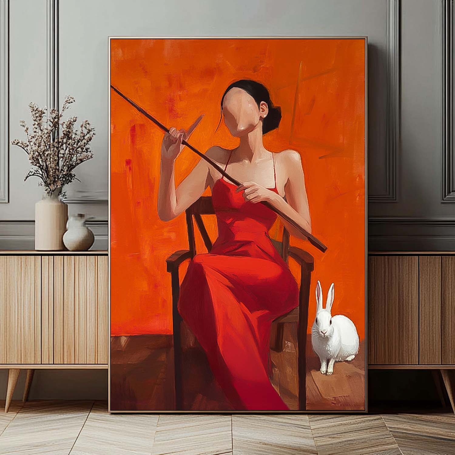 Abstract Profile Oil Painting On Canvas Vibrant Color Original Texture Girl Wall Art Portrait Modern Artwork