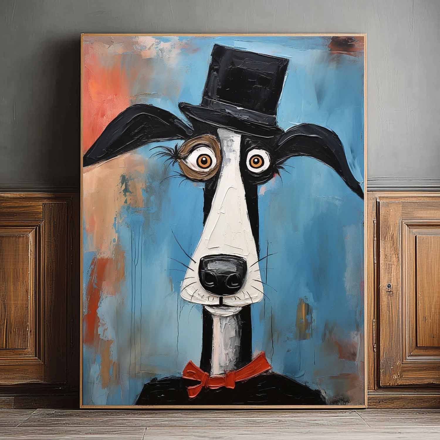 Abstract Lovely Dog Acrylic Painting Large Puppy Artwork Impressionism Animal Oil Painting Home Decor