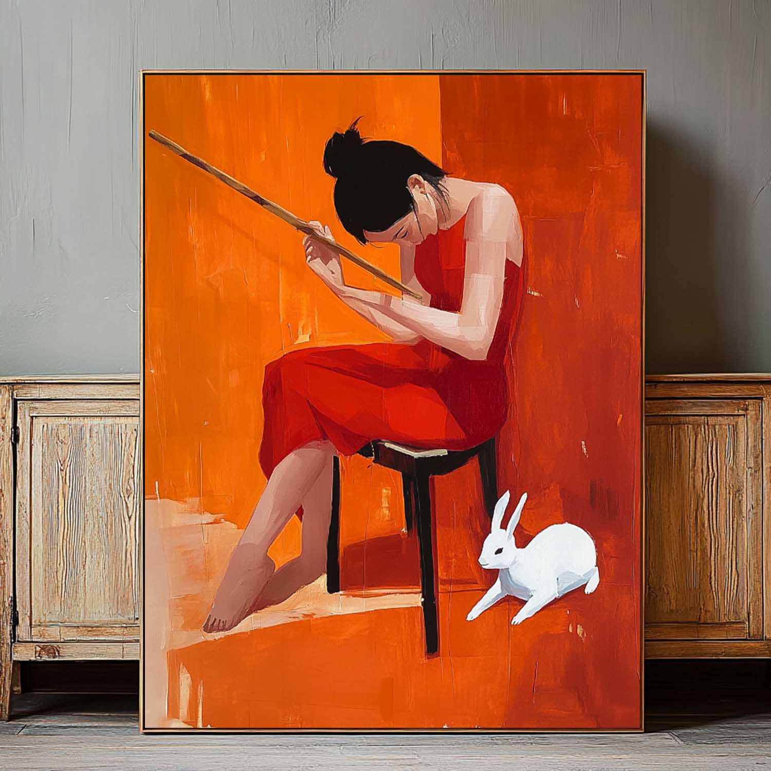 Vibrant Color Original Texture Girl Wall Art Abstract Profile Oil Painting On Canvas Portrait Modern Artwork