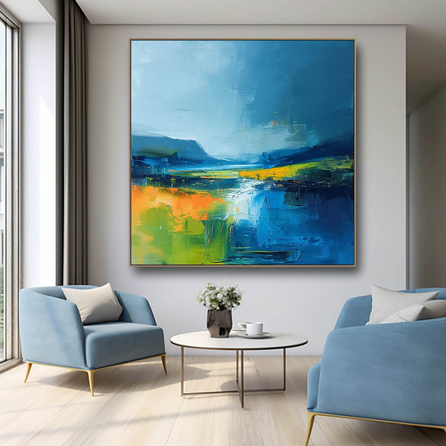 Original Landscape Wall Art Large Abstract Oil Painting On Canvas Modern Minimalist Nature Art for Living Room