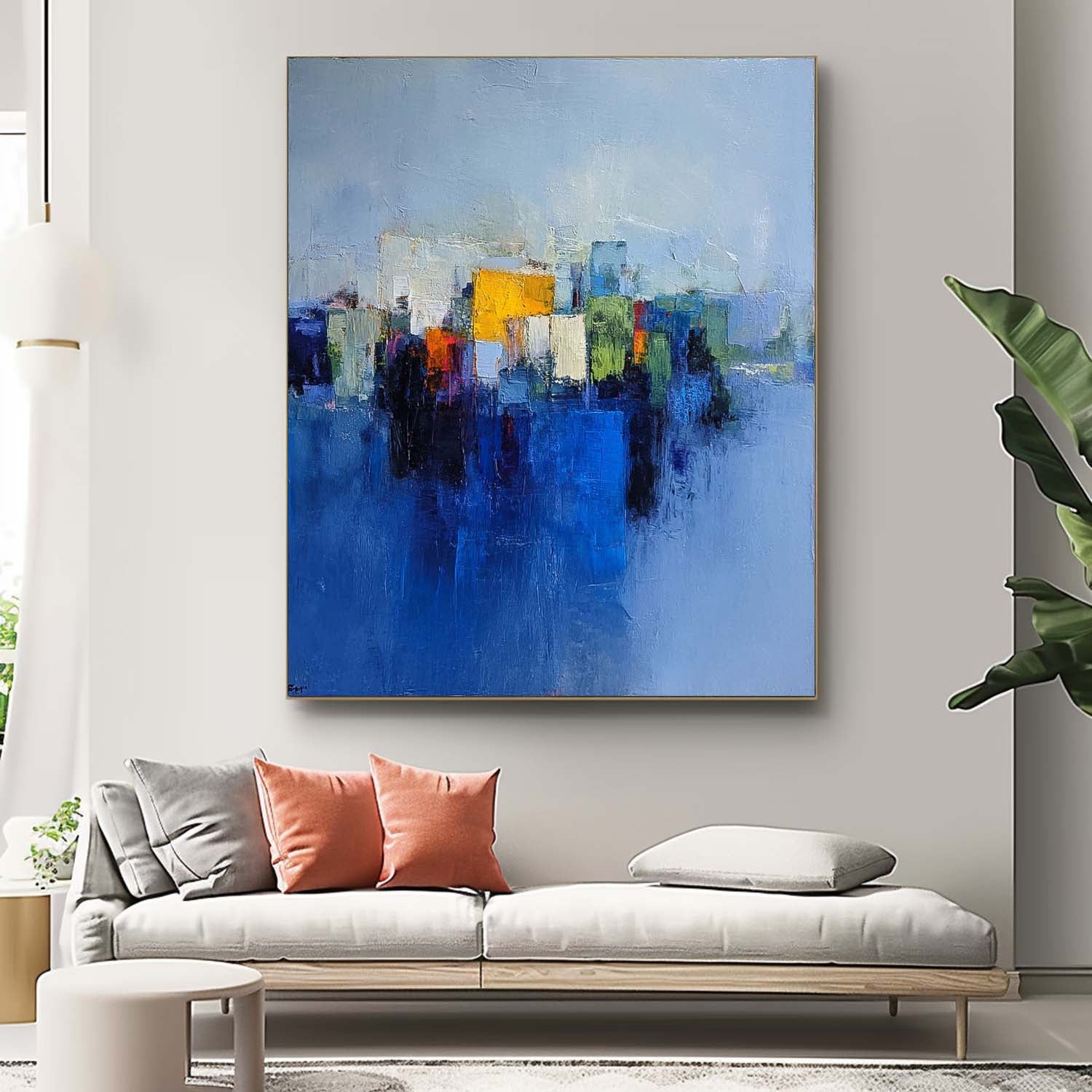 Big Building Wall Art Original Modern Cityscape Oil Painting On Canvas Abstract Urban Art Home Decor