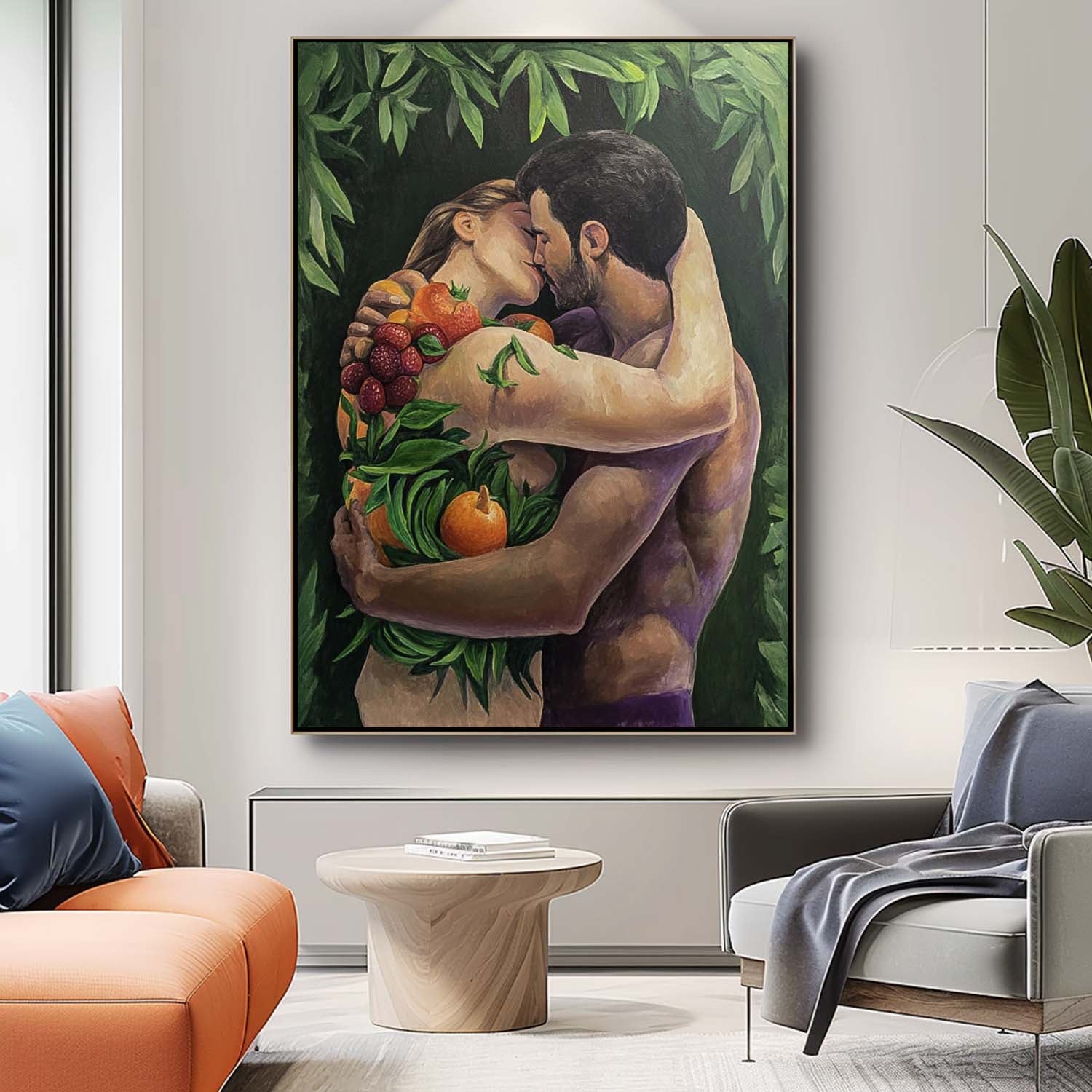 Original Texture Couple Clinch Wall Art Abstract Figure Oil Painting On Canvas Portrait Modern Artwork