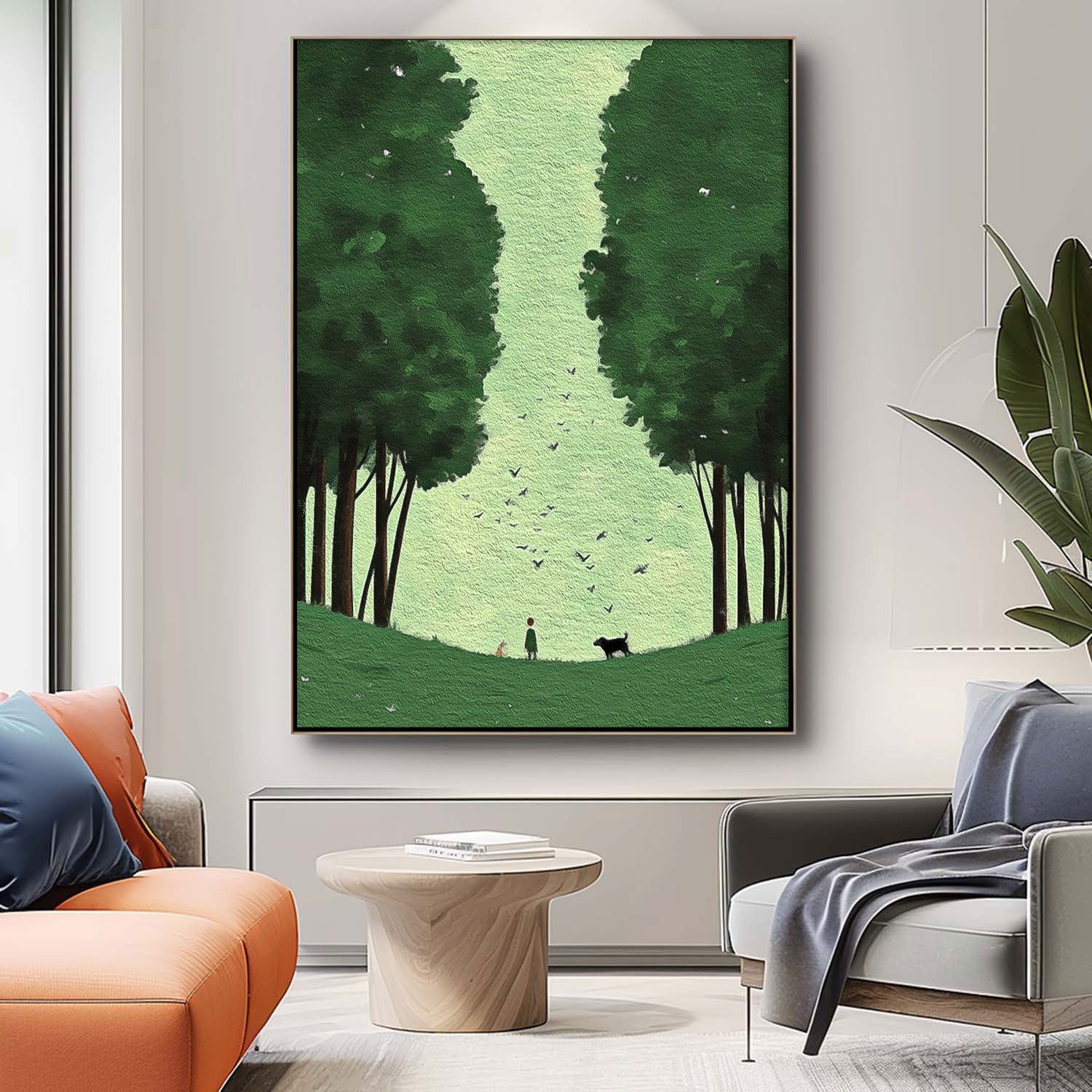Abstract Comfortable Scenery Oil Painting Green Landscape Artwork Large Lawn scenery Painting On Canvas