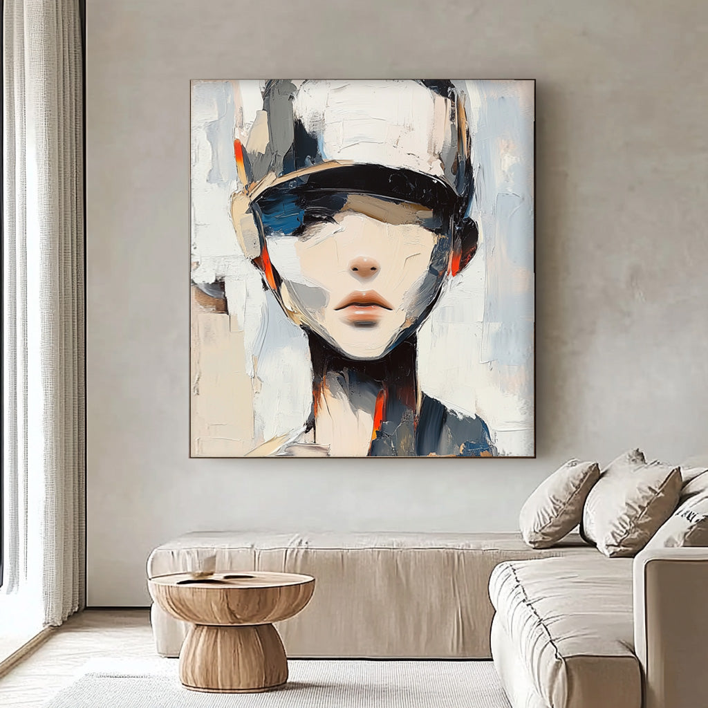 Original Abstract Woman painting Portrait Texture Minimalism Girl Portrait Woman Faceless Painting