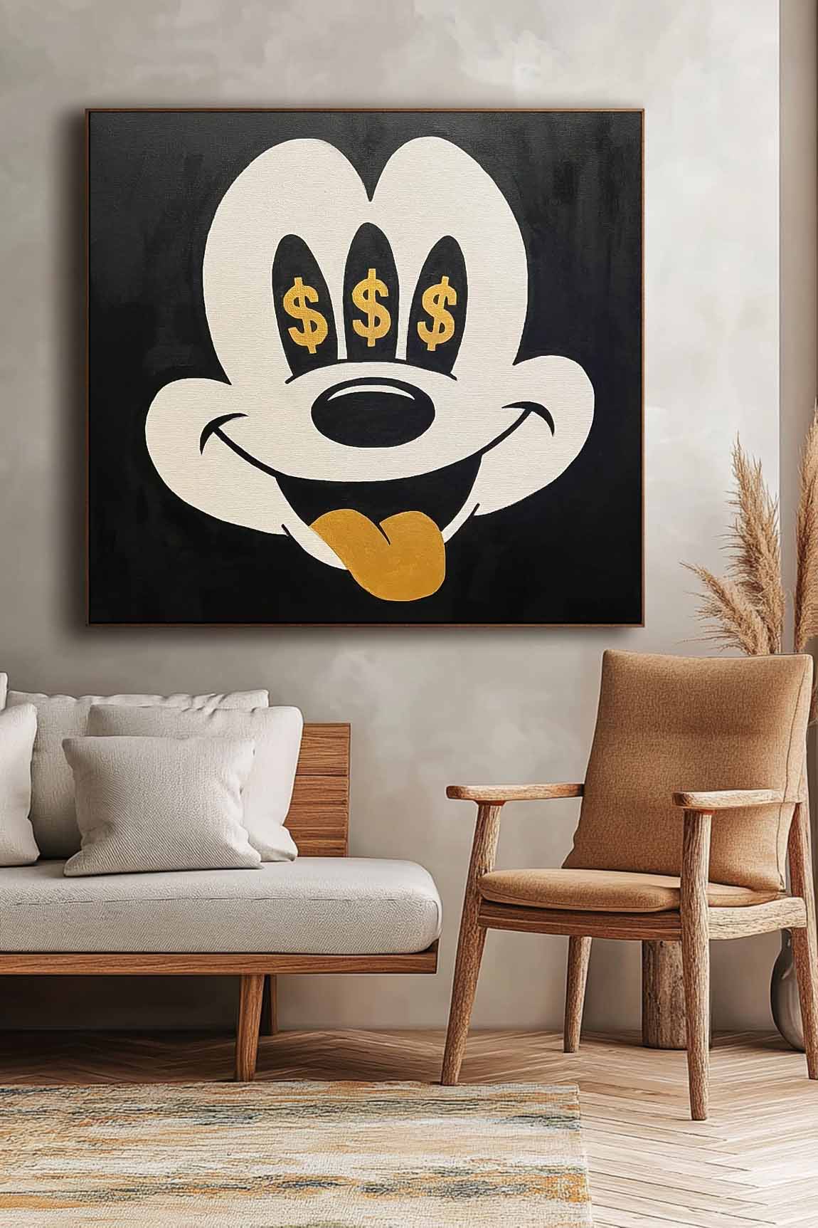 Square Mickey Mouse Abstract Wall Art Original Graffiti Disney Characters Painting Canvas Large Artwork