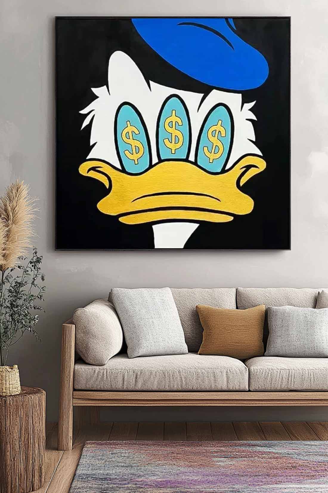 Square Donald Duck Abstract Wall Art Original Graffiti Disney Characters Painting Canvas Large Artwork