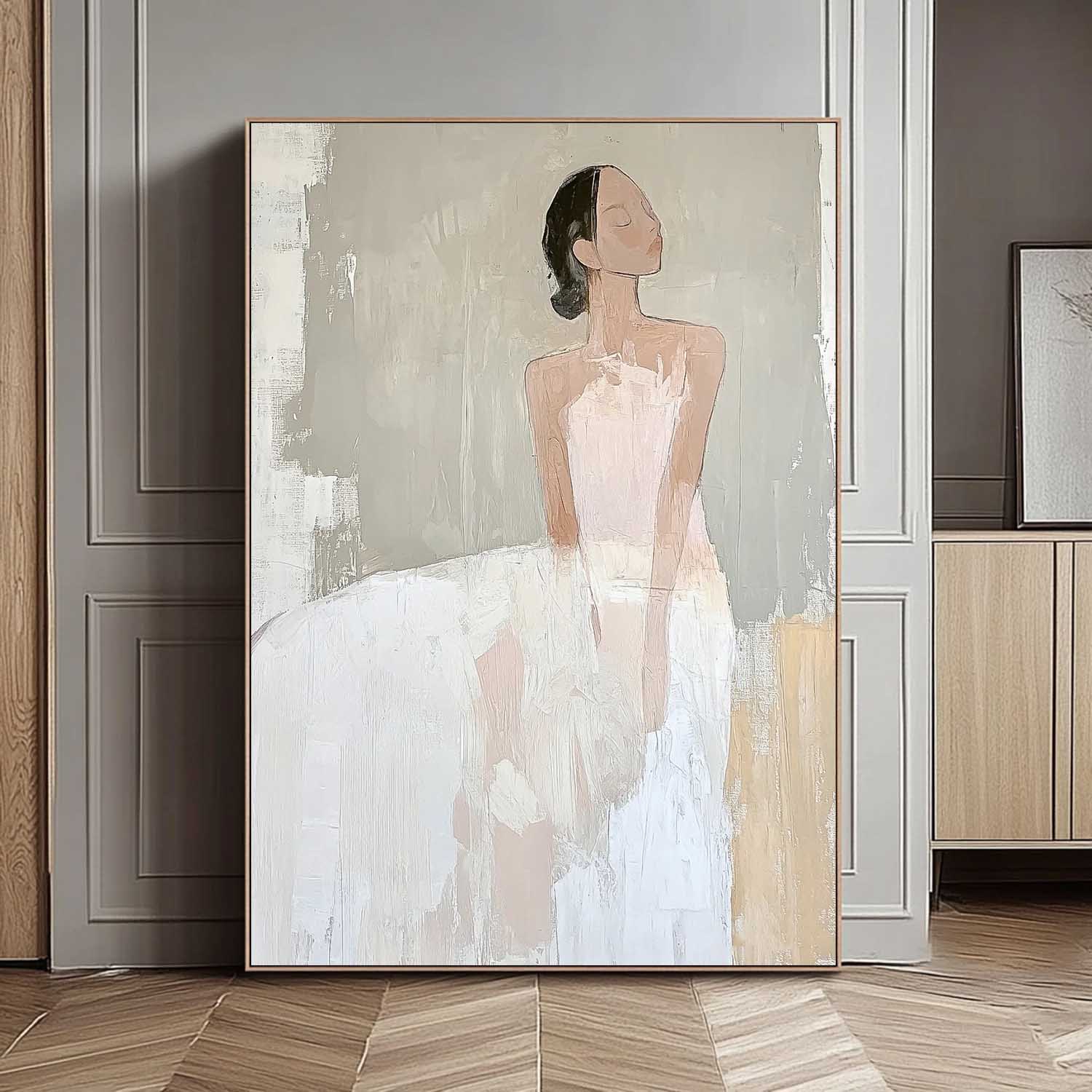 Large Figure Painting Original Elegant Woman Silhouettes Wall Art Minimalism Shadow Abstract Artwork Gift