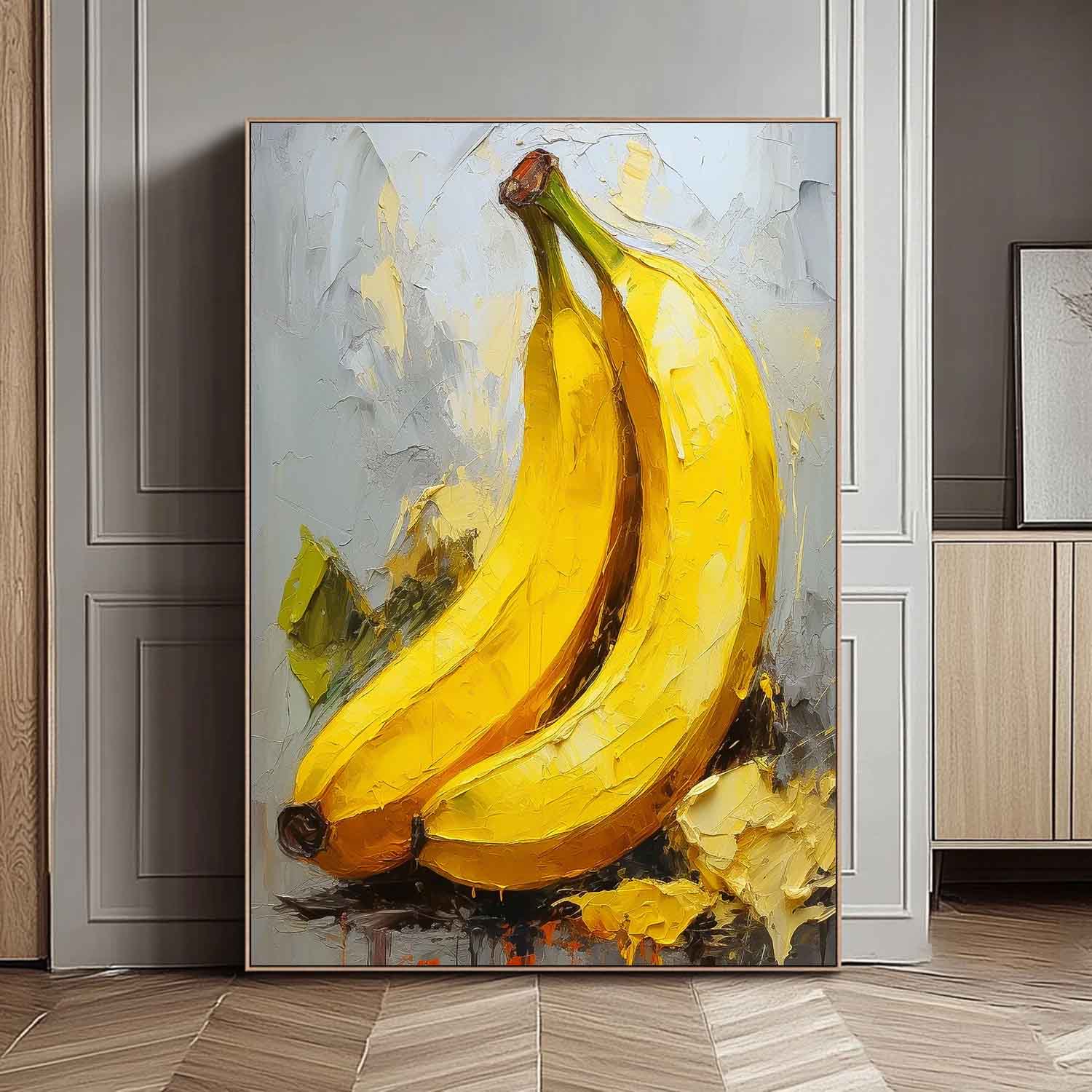 Color Fruit Acrylic Painting Abstract Still Life Painting On Canvas Large Banana Original Artwork Gift