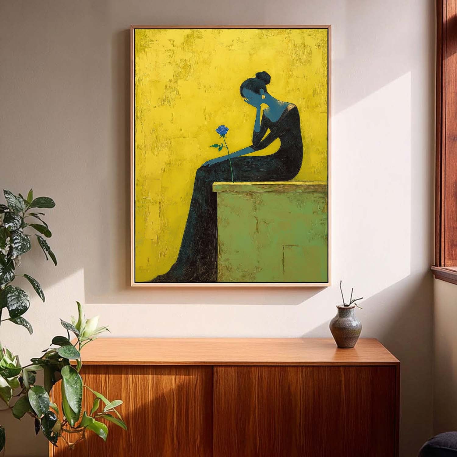 Modern Abstract Elegant Lady Silhouette Oil Painting Fine Artwork Minimalist Figurative Wall Art