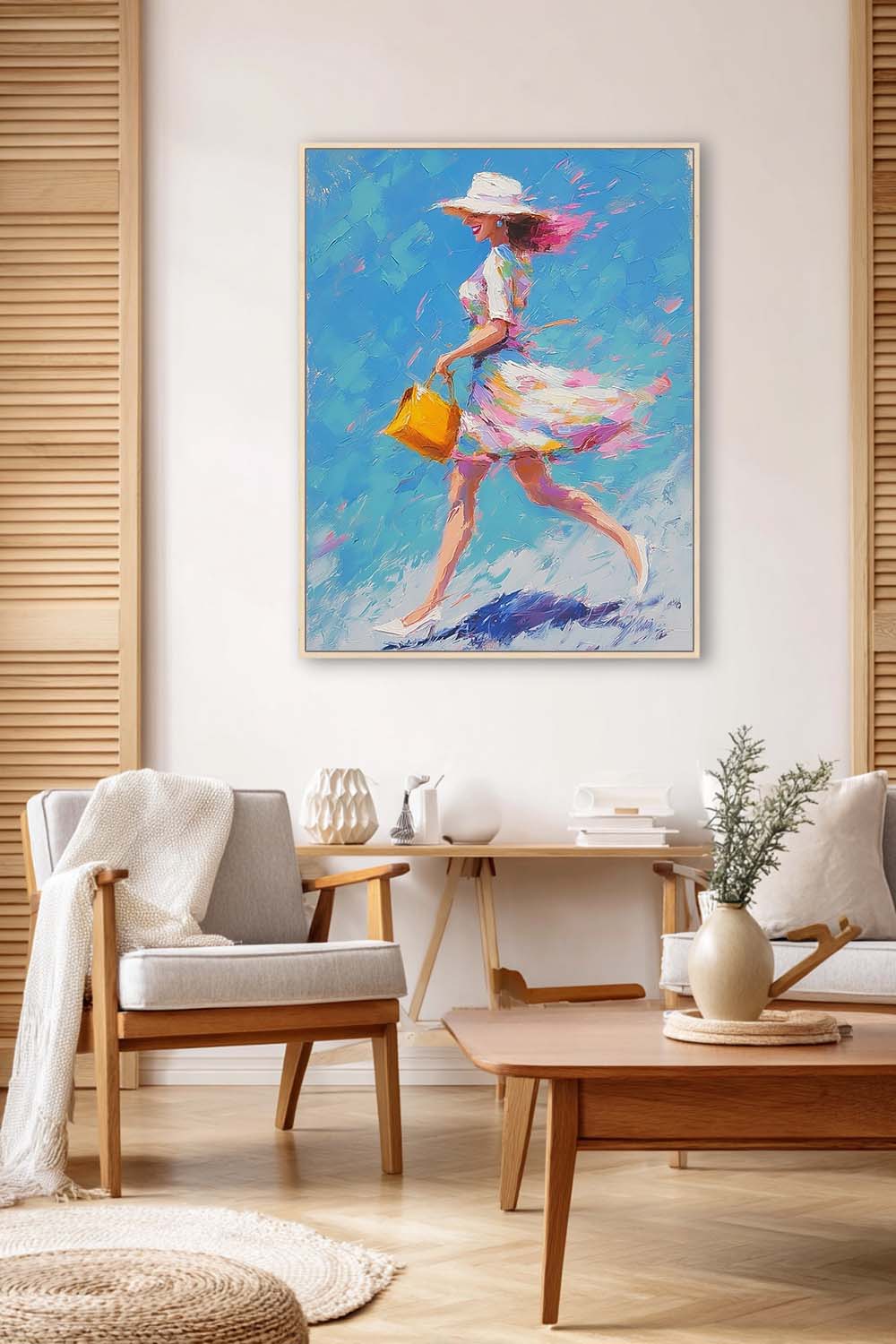 Urban Lady Style Canvas Large Vertical Fashion Wall Decor Sophisticated Gift Vibrant Urban Life Painting