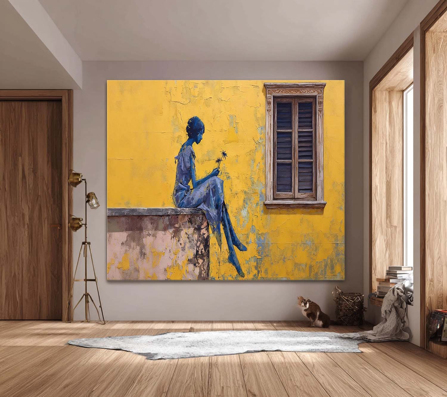 Mediterranean Style Abstract Art Landscape Canvas Serene Moments Abstract Painting Contemporary Lady Canvas Decor