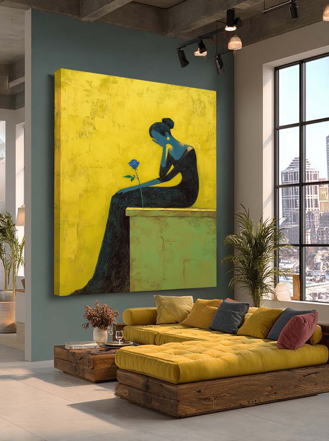 Modern Abstract Elegant Lady Silhouette Oil Painting Fine Artwork Minimalist Figurative Wall Art