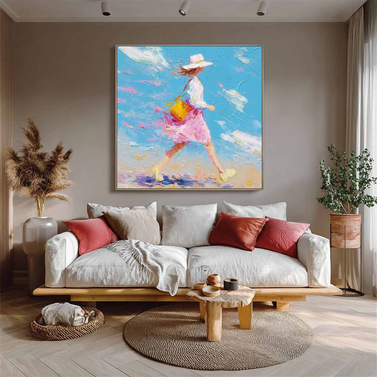 Contemporary Expressionist Palette Knife Painting Large Colorful Abstract Girl Wall Art Textured Acrylic painting