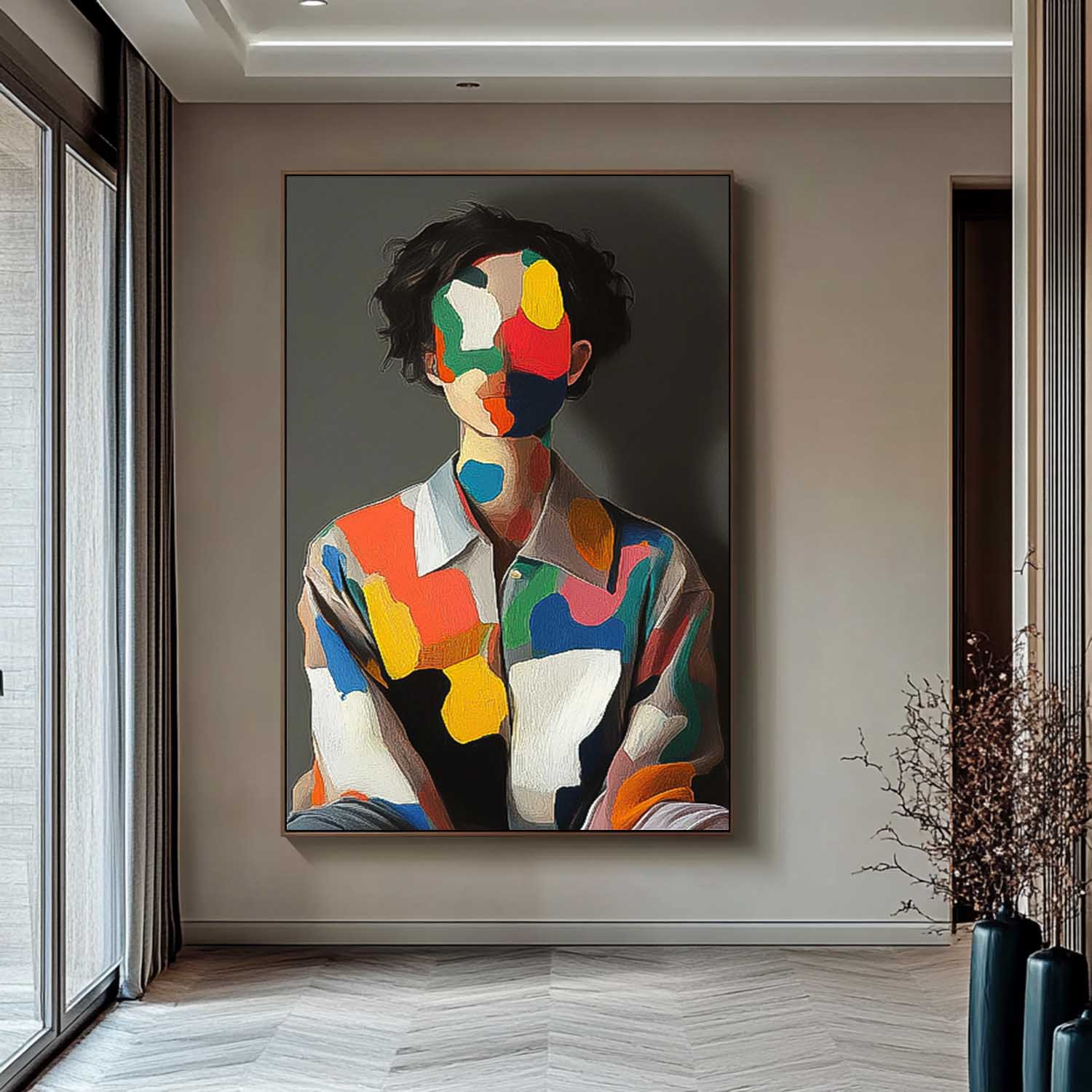 Boy Abstract Painting Contemporary Gallery Man Wall Art painting Large Faceless Portrait Artwork Home Decor