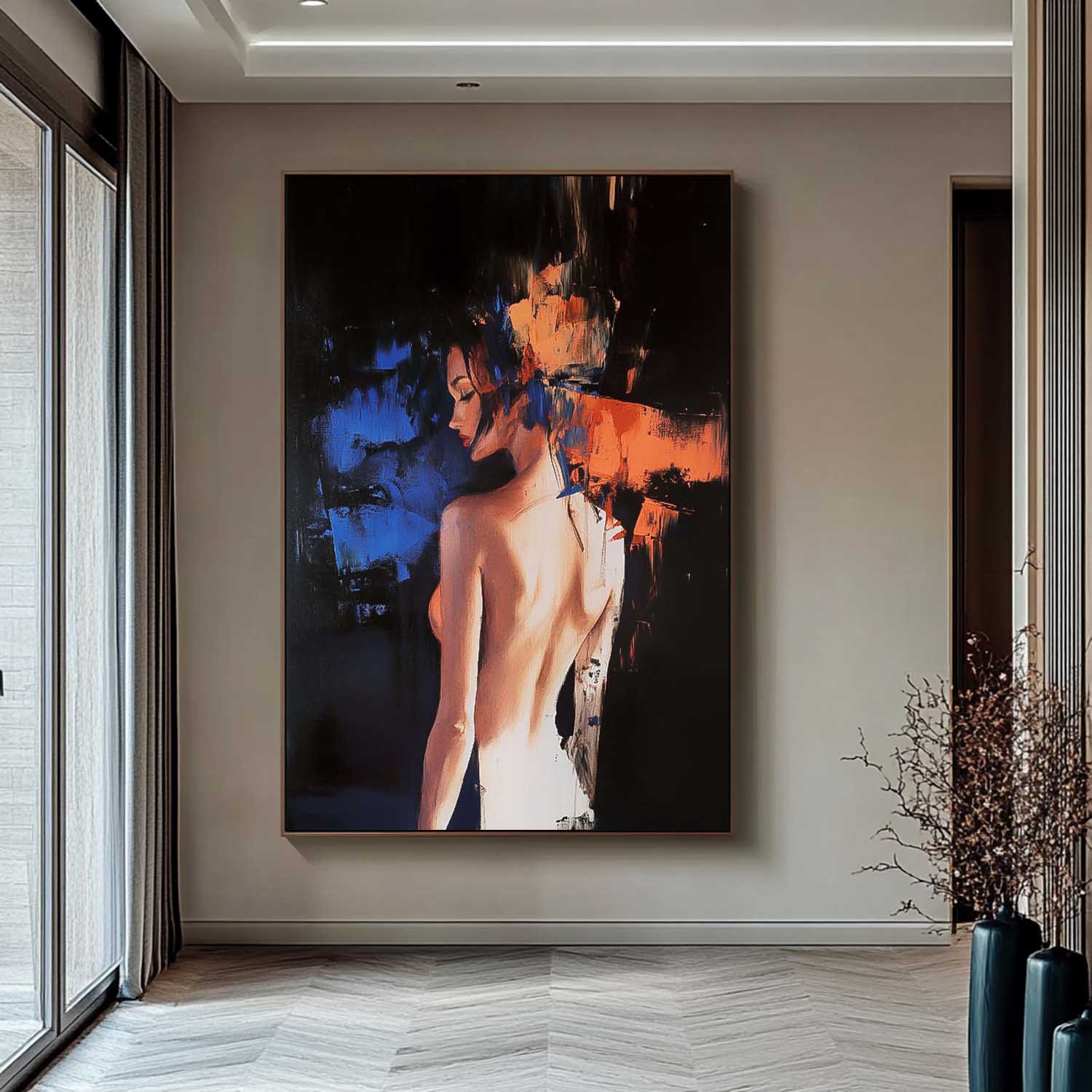 Abstract Female Oil Painting On Canvas Woman Contemporary Artwork Original Texture Noble Lady Wall Art