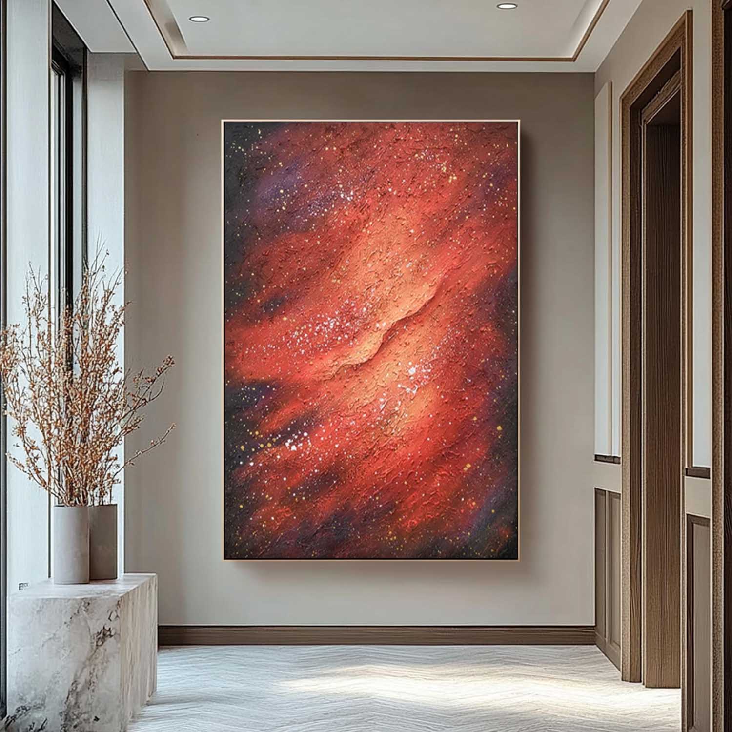 Texture Red Starry Sky Abstract Oil Painting Large Acrylic Painting On Canvas High Quality Original Artwork
