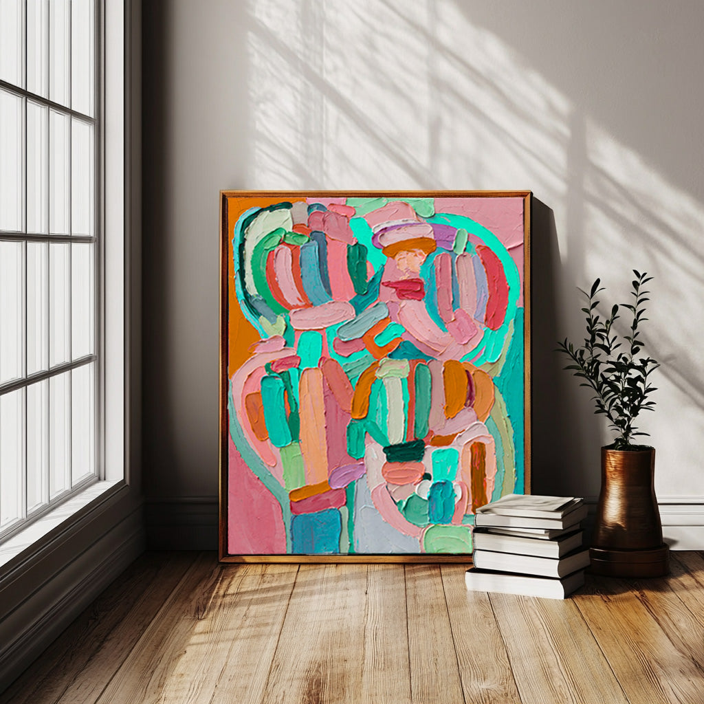 Texture Couple Abstract Oil Painting Large Lovers Acrylic Painting On Canvas Original Artwork For Living Room