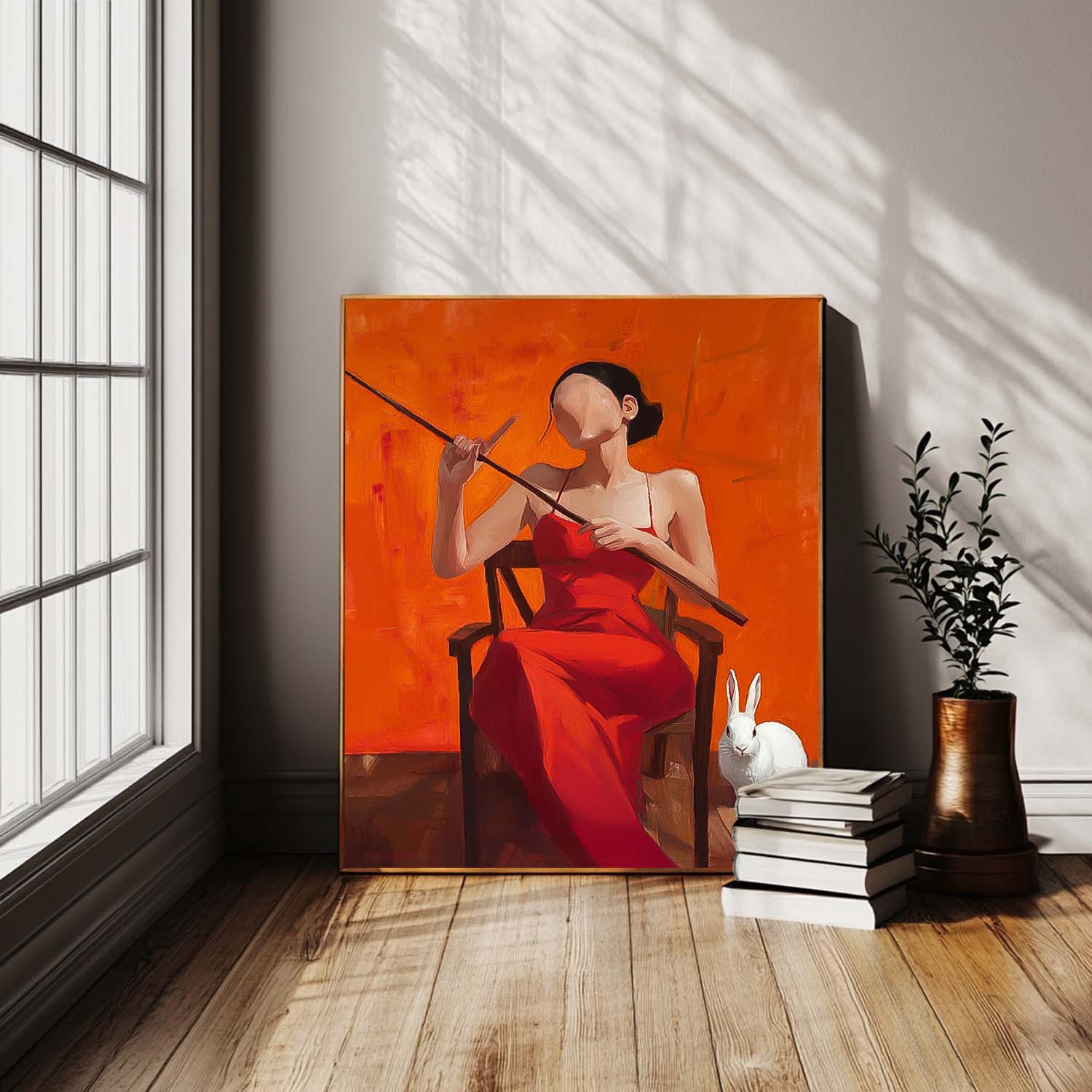 Abstract Profile Oil Painting On Canvas Vibrant Color Original Texture Girl Wall Art Portrait Modern Artwork