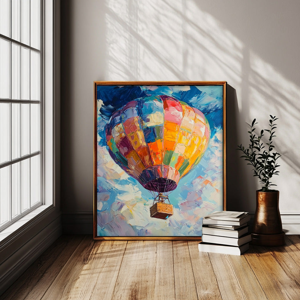 Abstract Scenery Oil Painting Large Hot Air Balloon Painting On Canvas Colorful Landscape Texture Artwork