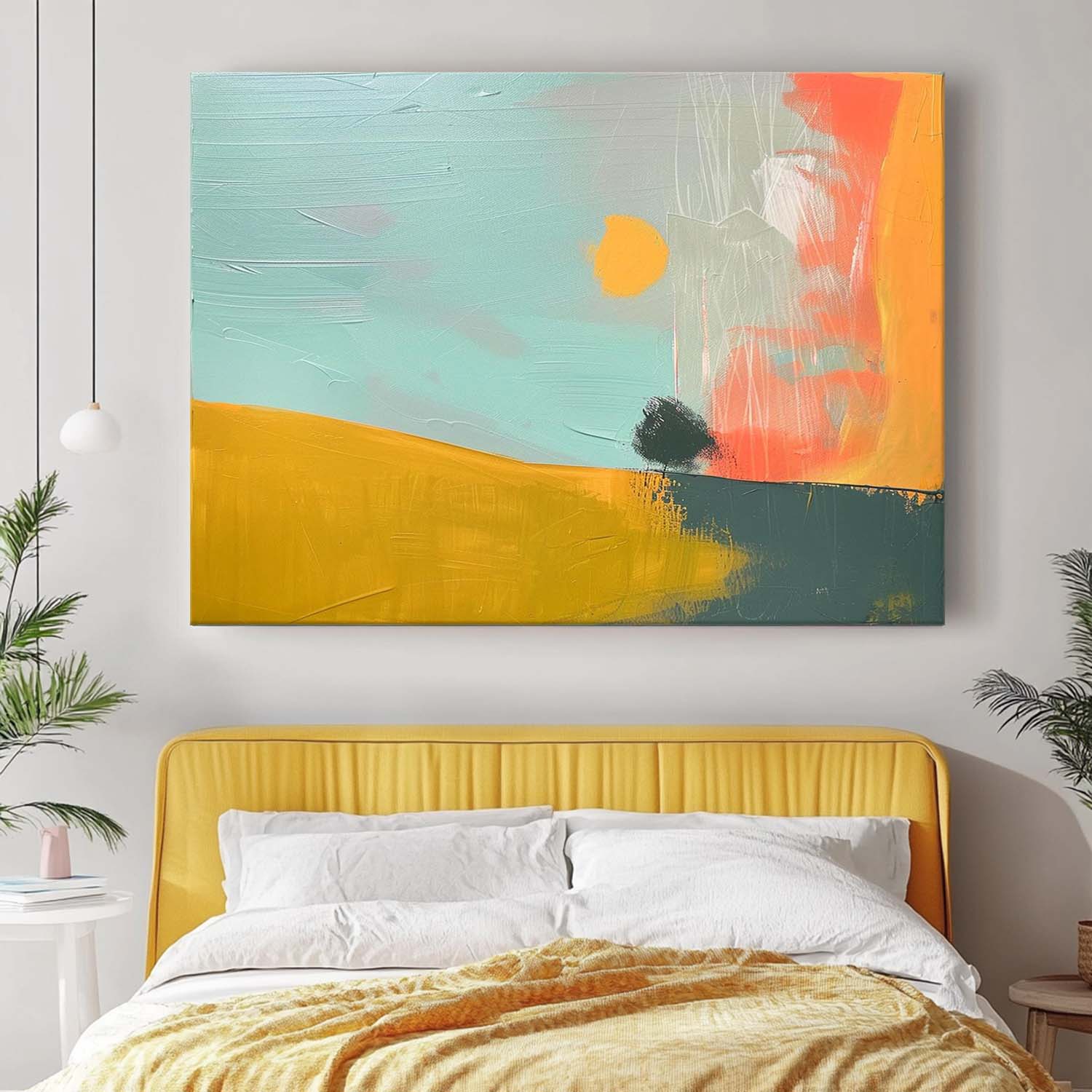Modern Bright Colorful Natural Artwork Abstract Landscape Oil Painting Texture Acrylic painting