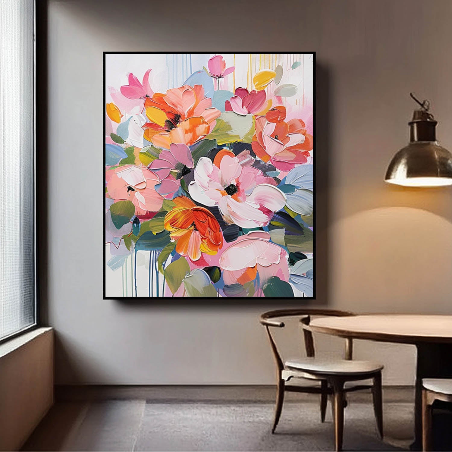 Original Abstract Floral Painting Colorful Flowers Acrylic Painting Canvas Large Textured Art For Living Room