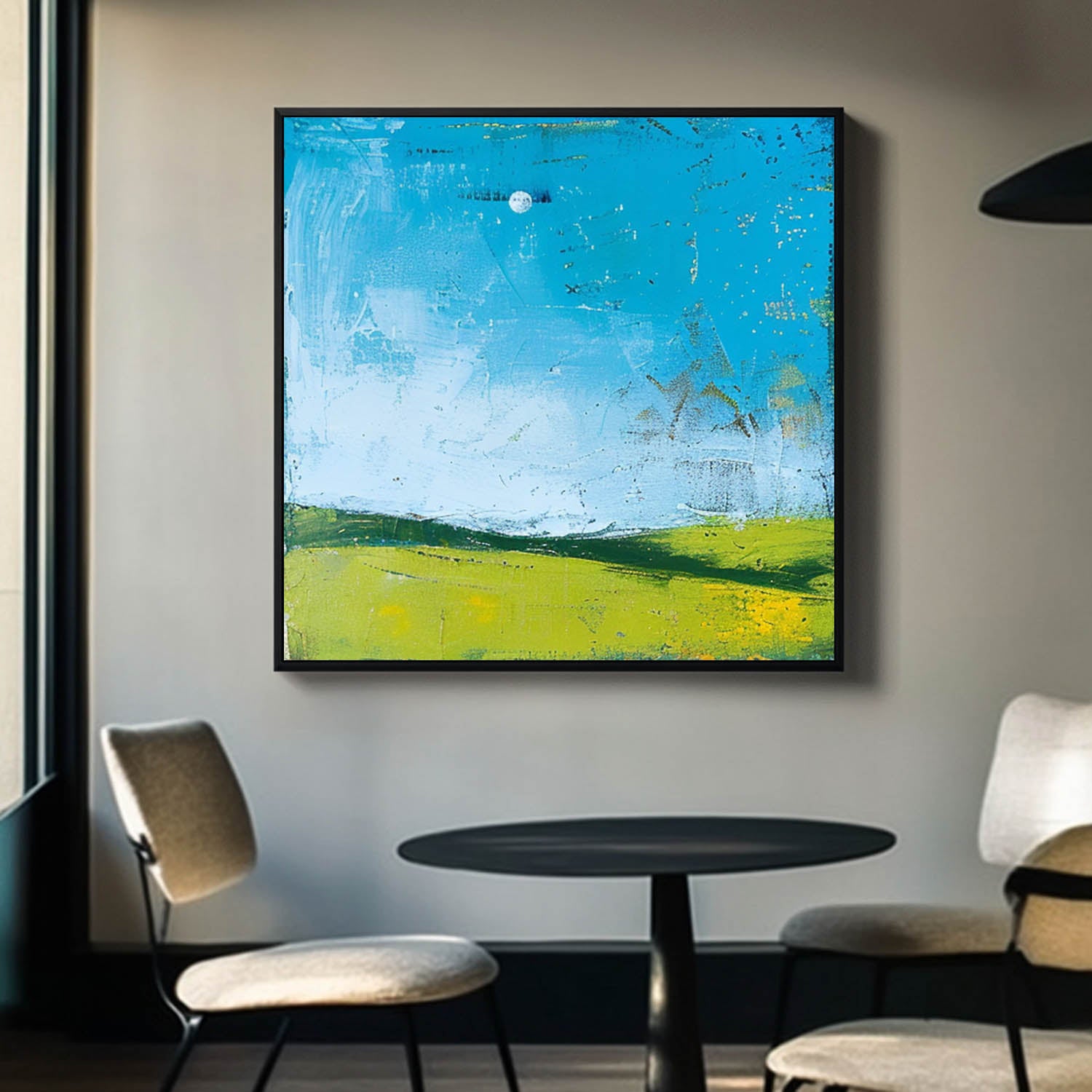 Square Modern Nature Art Large Abstract Green Field Oil Painting On Canvas Original Wall Art Home Decor