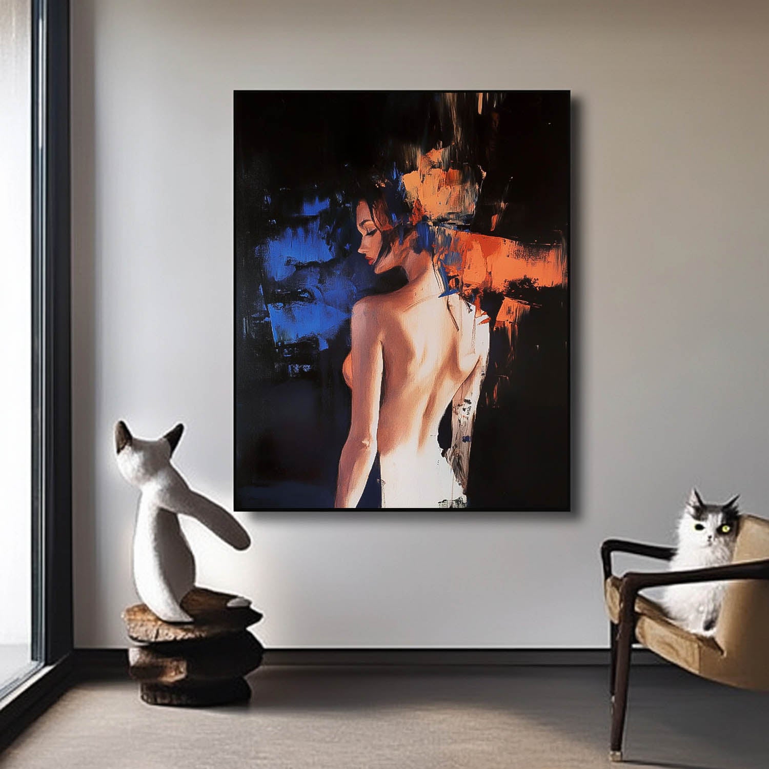 Abstract Female Oil Painting On Canvas Woman Contemporary Artwork Original Texture Noble Lady Wall Art