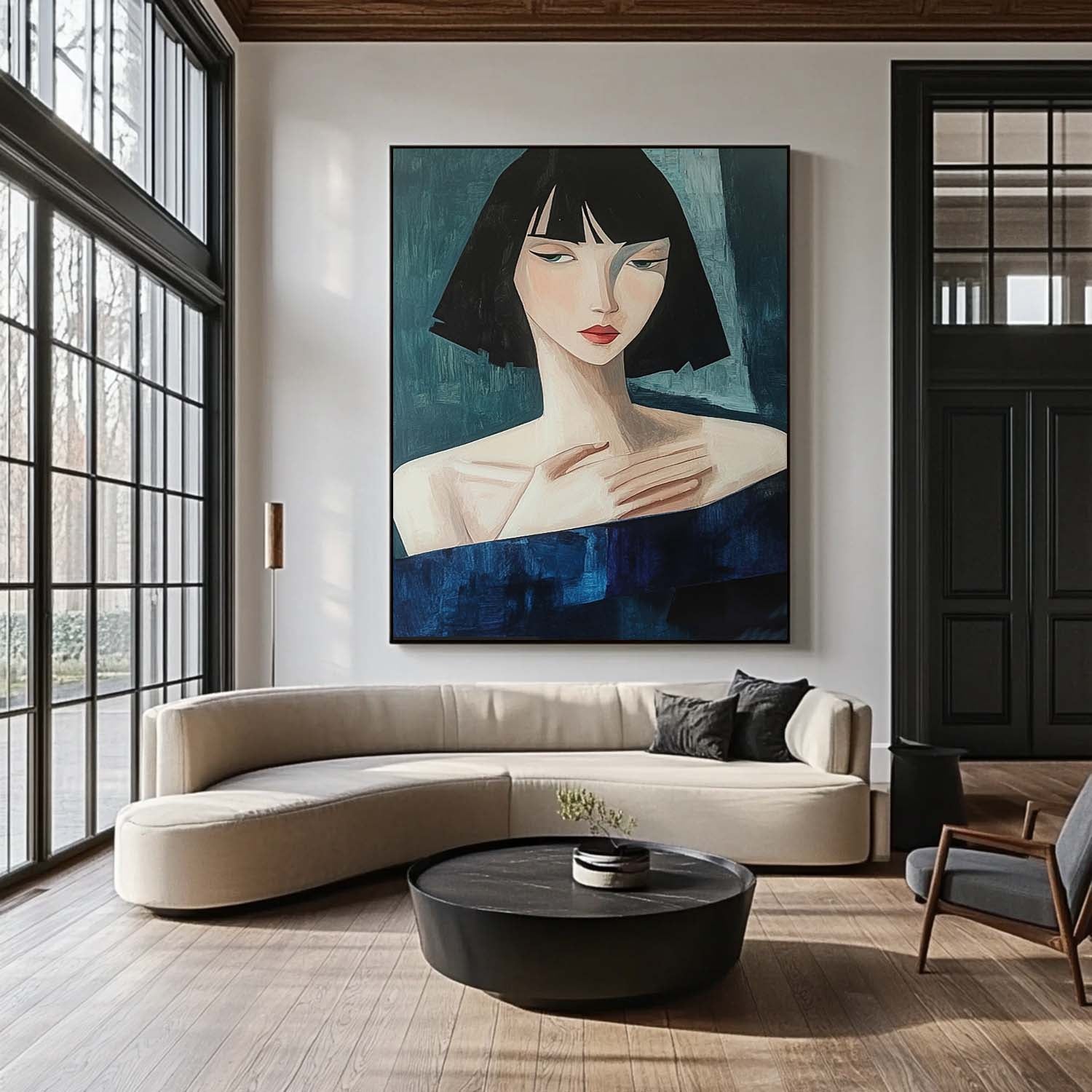 Abstract Figure Oil Painting On Canvas Original Texture Short Hair Woman Wall Art Portrait Modern Artwork