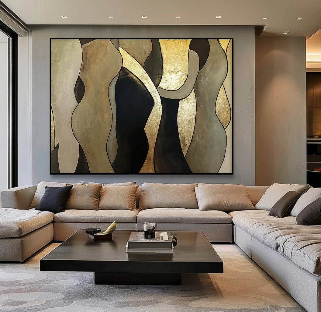 Line Contemporary Gallery Wall Art Modern Minimal Abstract Painting Figure Neutral Wall Decor For Living Room