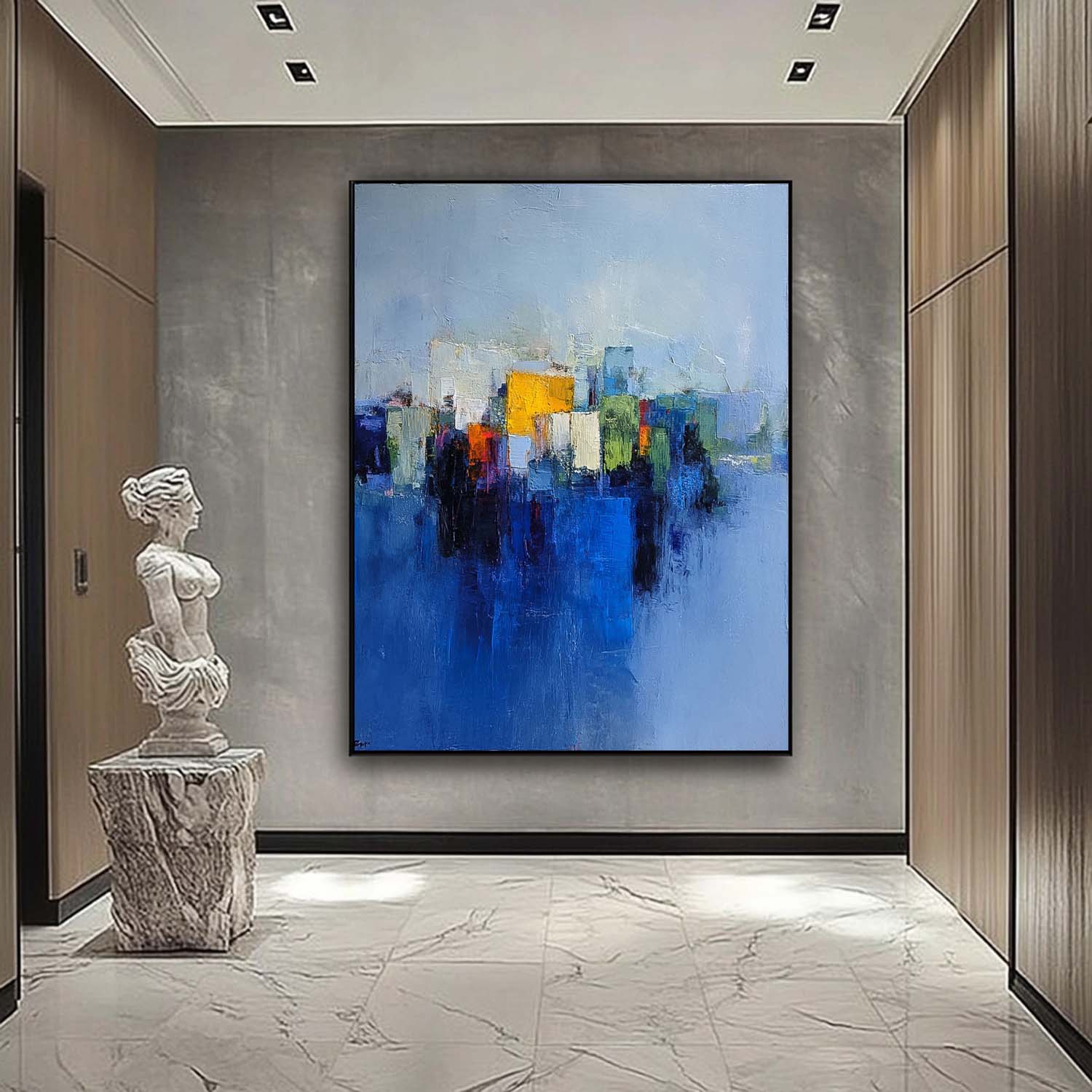 Big Building Wall Art Original Modern Cityscape Oil Painting On Canvas Abstract Urban Art Home Decor