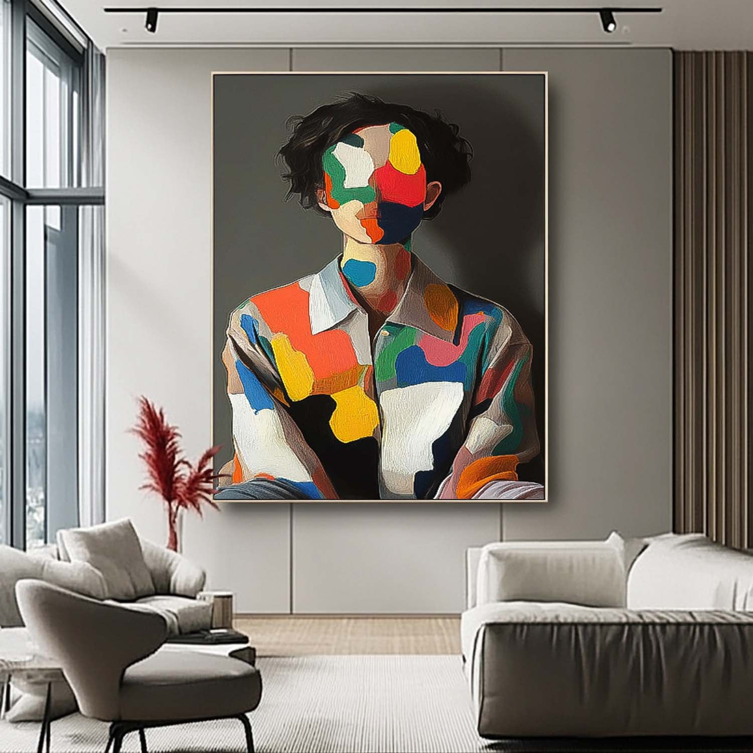 Boy Abstract Painting Contemporary Gallery Man Wall Art painting Large Faceless Portrait Artwork Home Decor