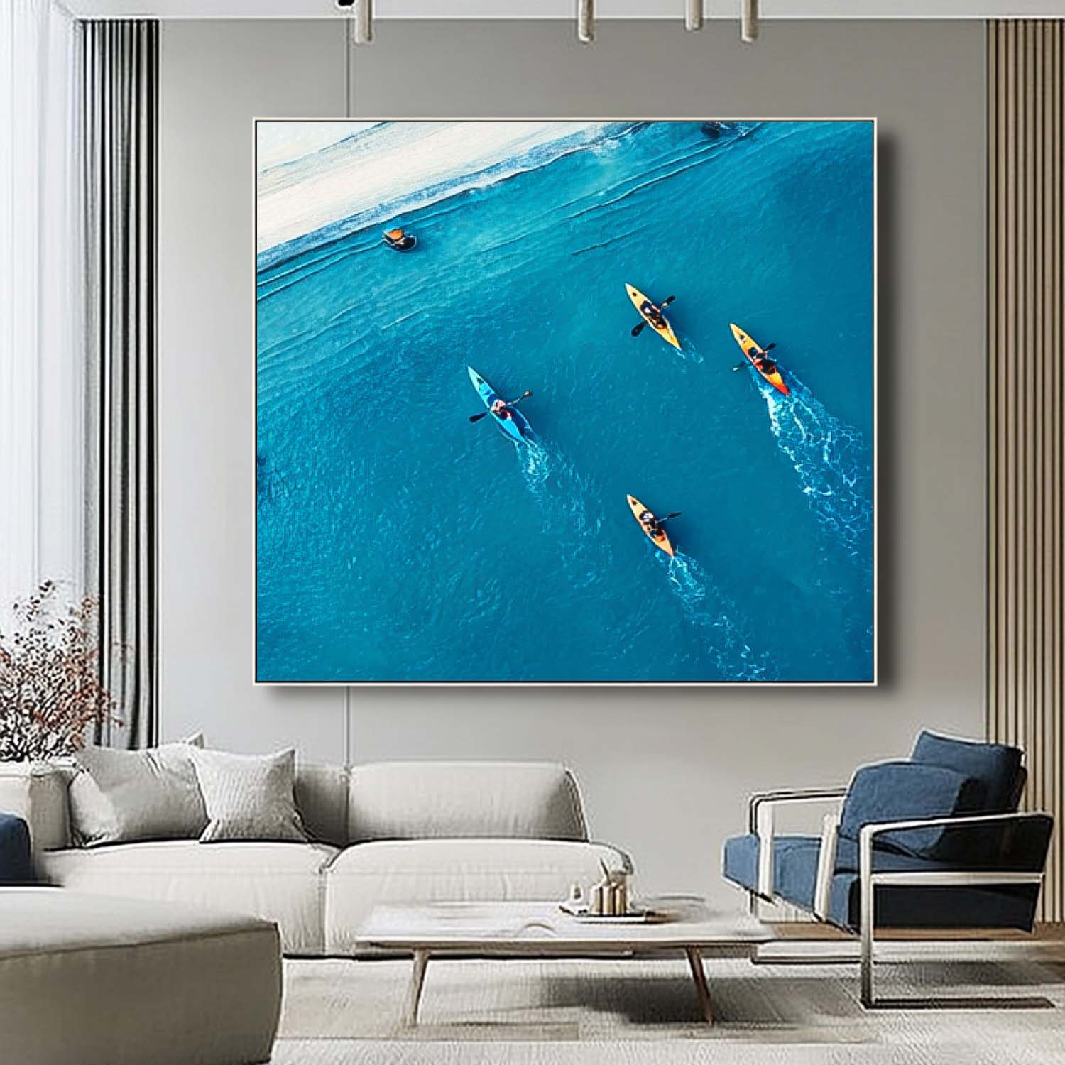 Boat Seascape Landscape Impasto painting Original Rowing Boats oil painting Impressionism Coastal artwork