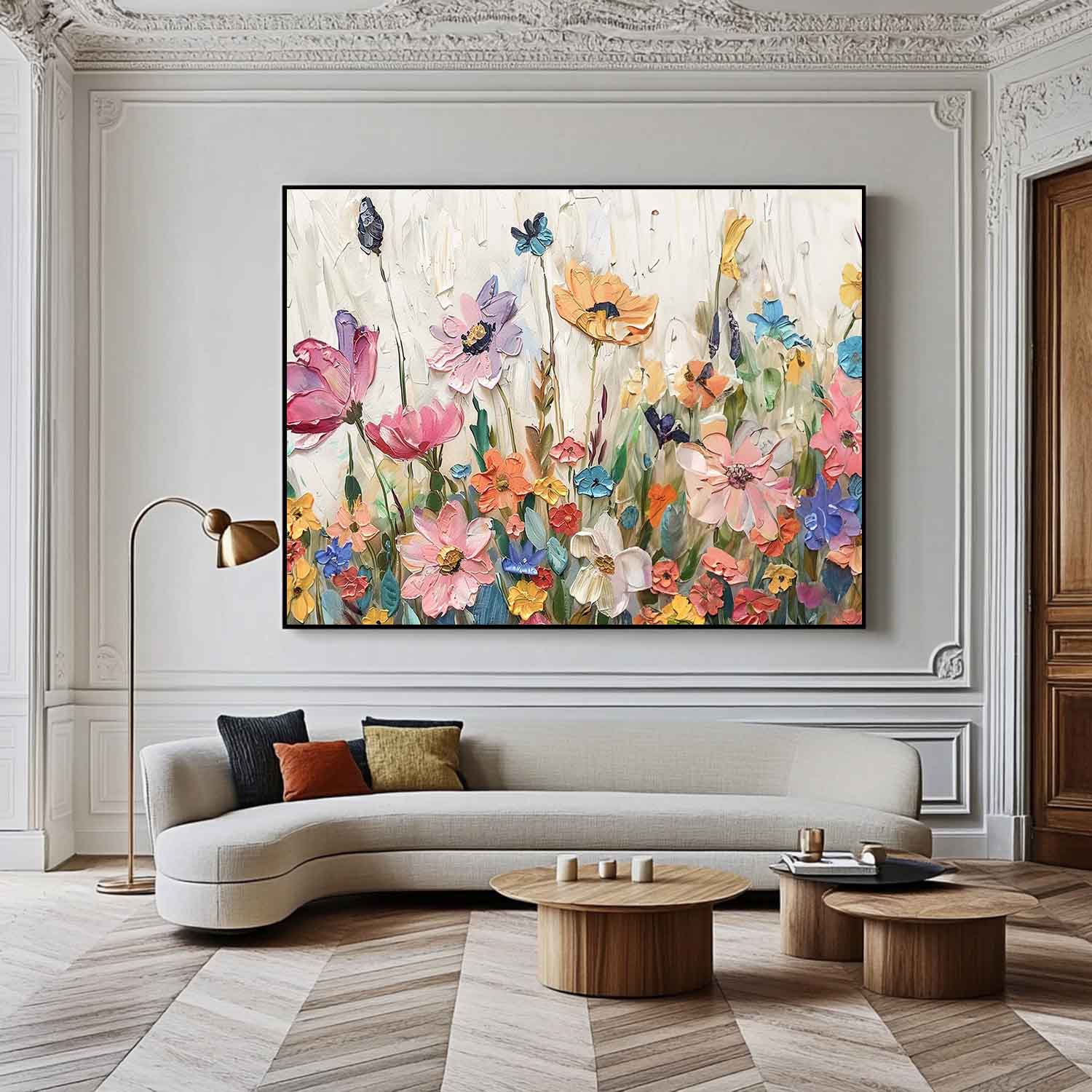 Horizontal Flower Beauty Texture Artwork Original Abstract Colorful Oil Painting On Canvas Home Decor Gift