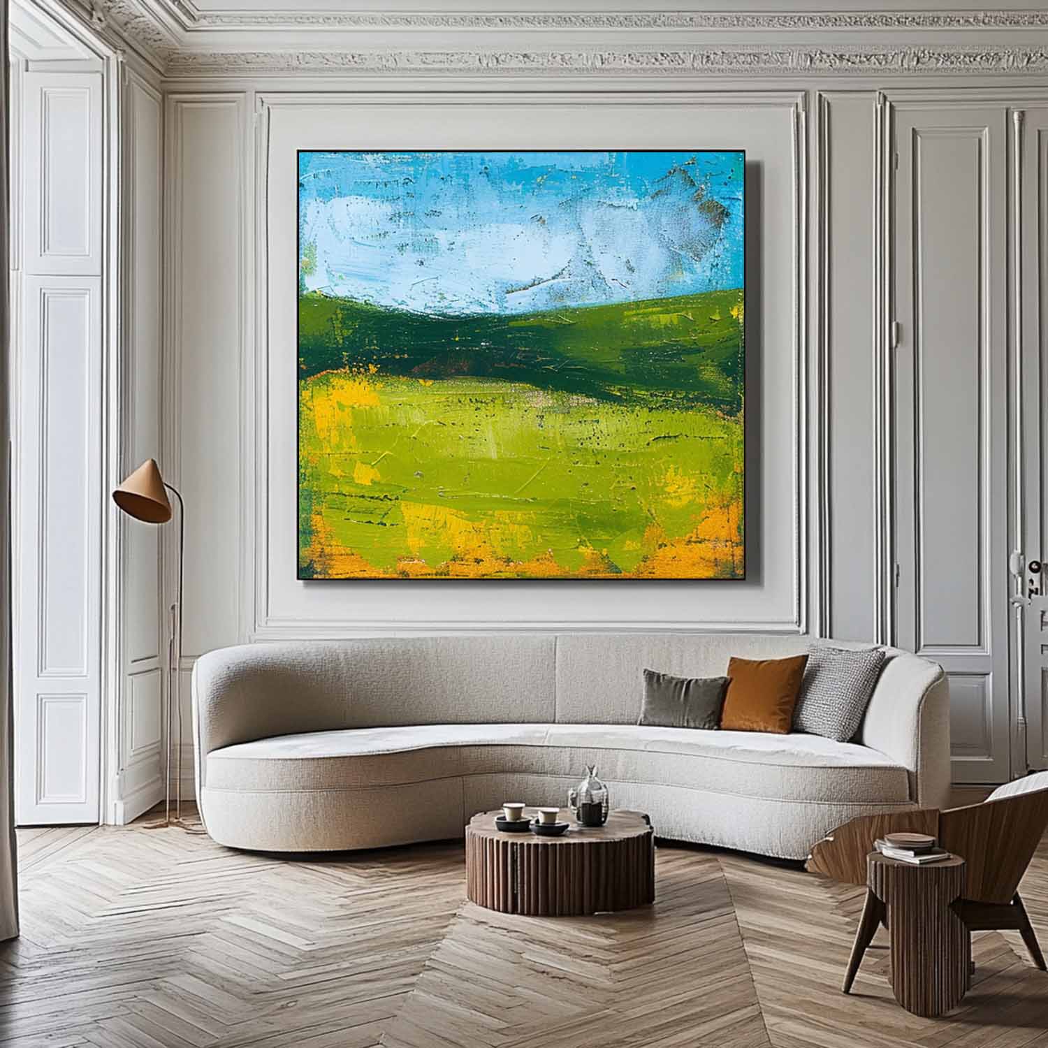 Large Abstract Green Field Oil Painting On Canvas Modern Nature Art Original Wall Art Home Decor