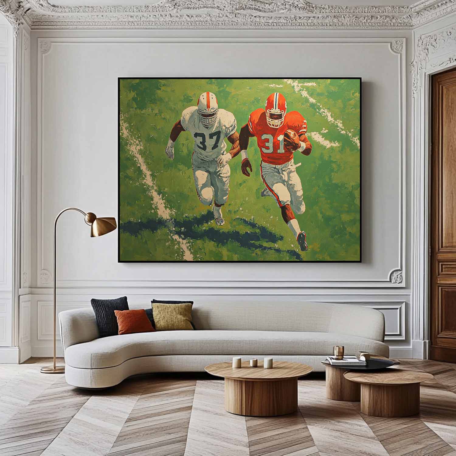 Large Green 3D Texture Oil Painting Original Rugby Canvas Wall Art Custom Work Gift  For Living Room