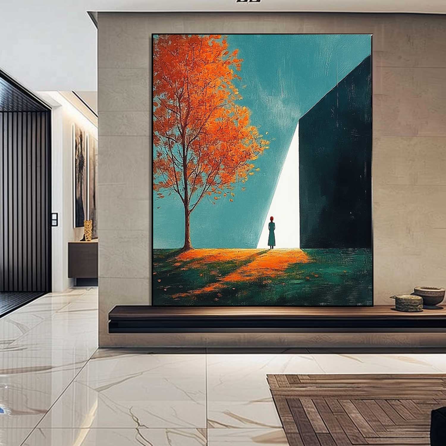 Large Girl Artwork Original Lady Aesthetic Acrylic Painting Canvas Abstract Woman Wall Art Framed