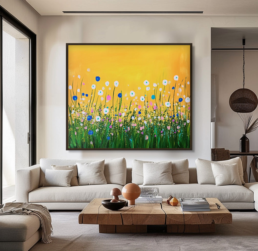Original Abstract Oil Painting On Canvas Horizontal Flower Bush Beauty Texture Artwork Home Decor Gift