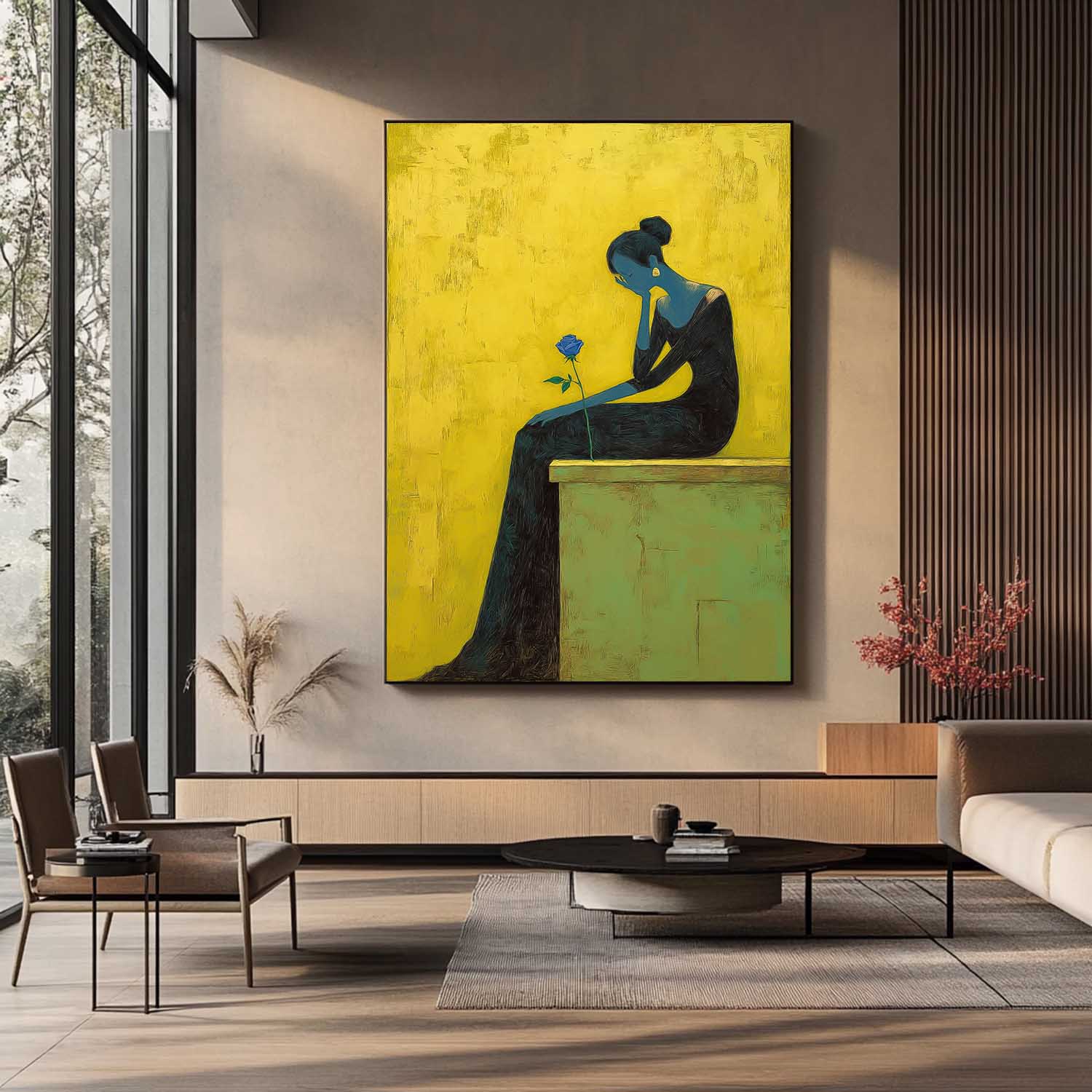 Modern Abstract Elegant Lady Silhouette Oil Painting Fine Artwork Minimalist Figurative Wall Art