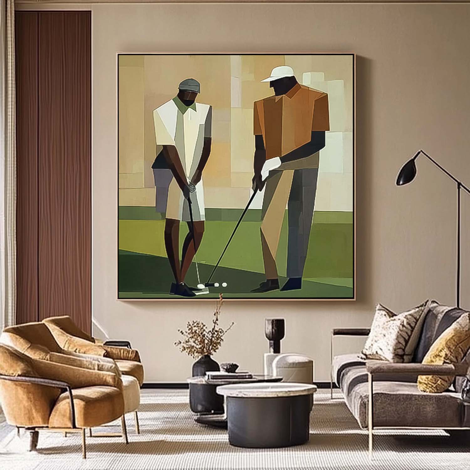 Square Textured Golf Art Modern Golf Artwork Unique Art Contemporary Sport Decor Golf Lovers Gift