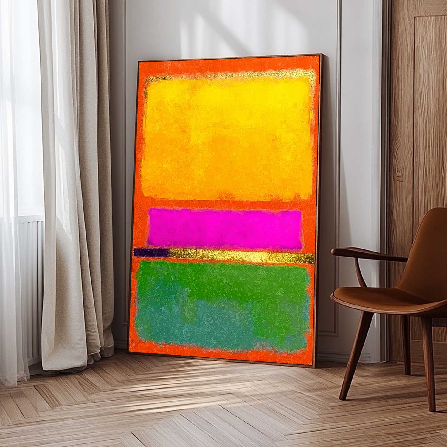Abstract Multiple Color Splicing Acrylic painting Large Geometry Painting Framed Original Vibrant Wall Art