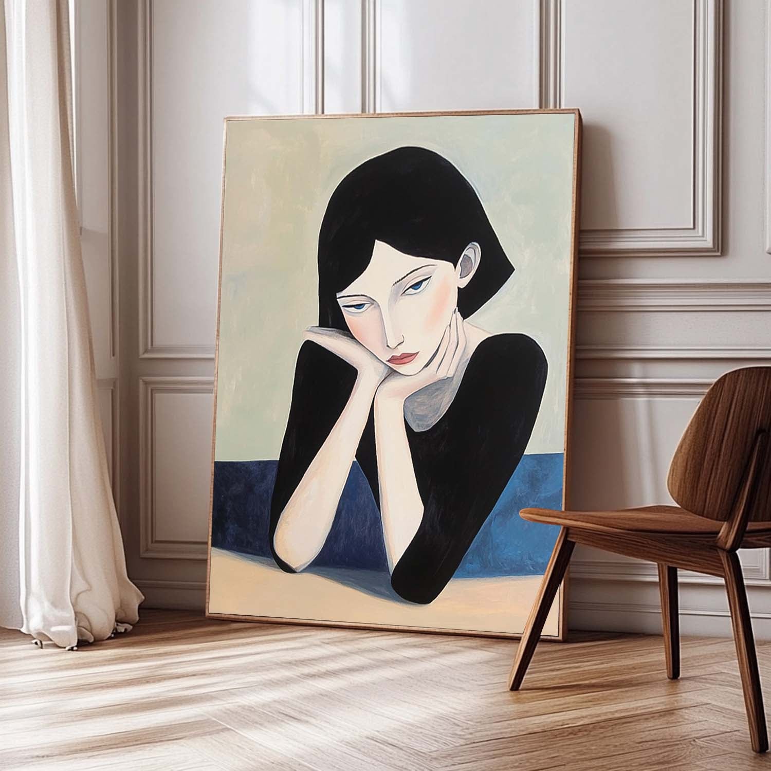 Original Texture Short Hair Woman Wall Art Abstract Figure Oil Painting On Canvas Portrait Modern Artwork